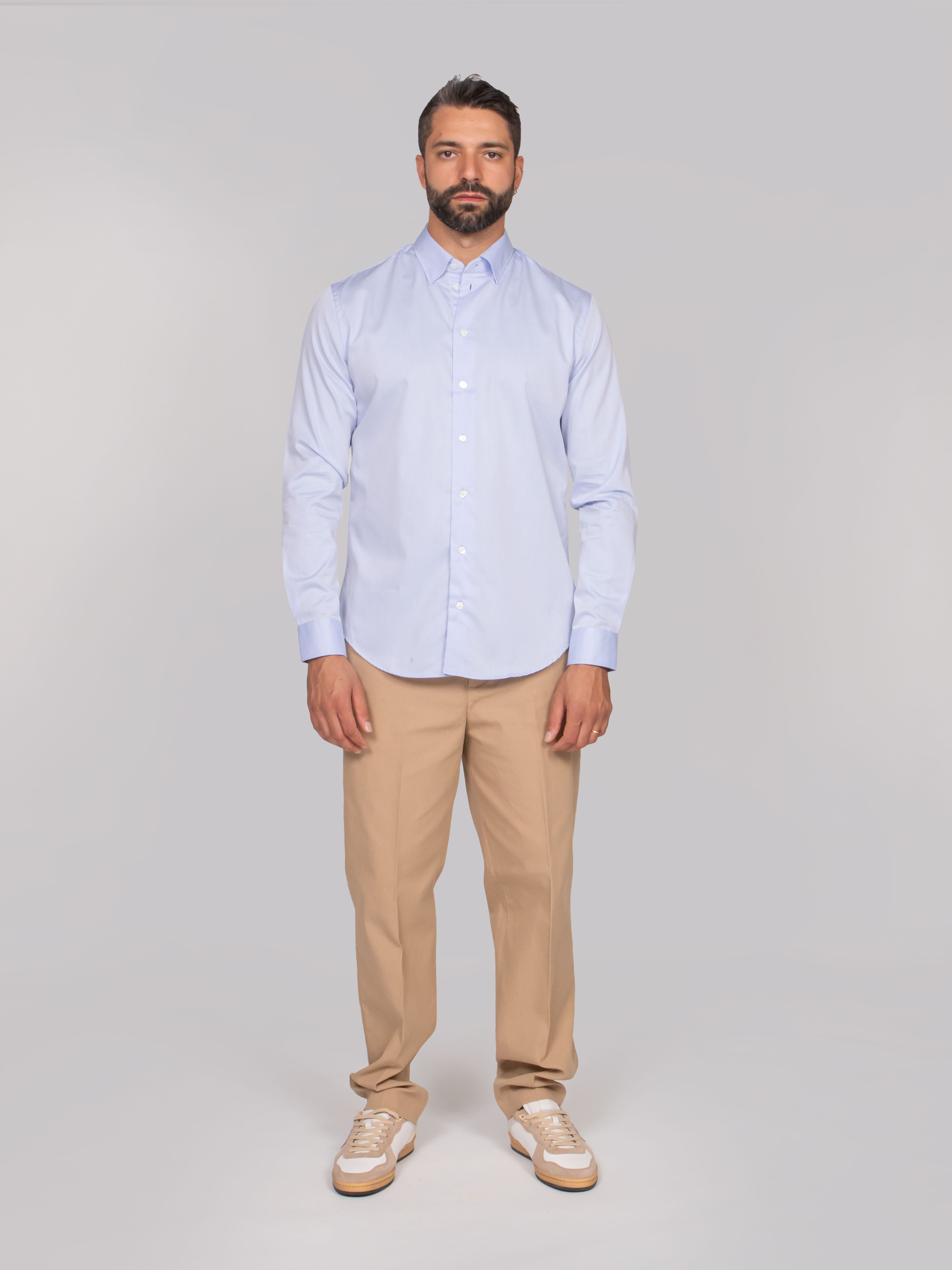 EMPORIO ARMANI CAMICIA  O9002 AZZURRO CHIARO