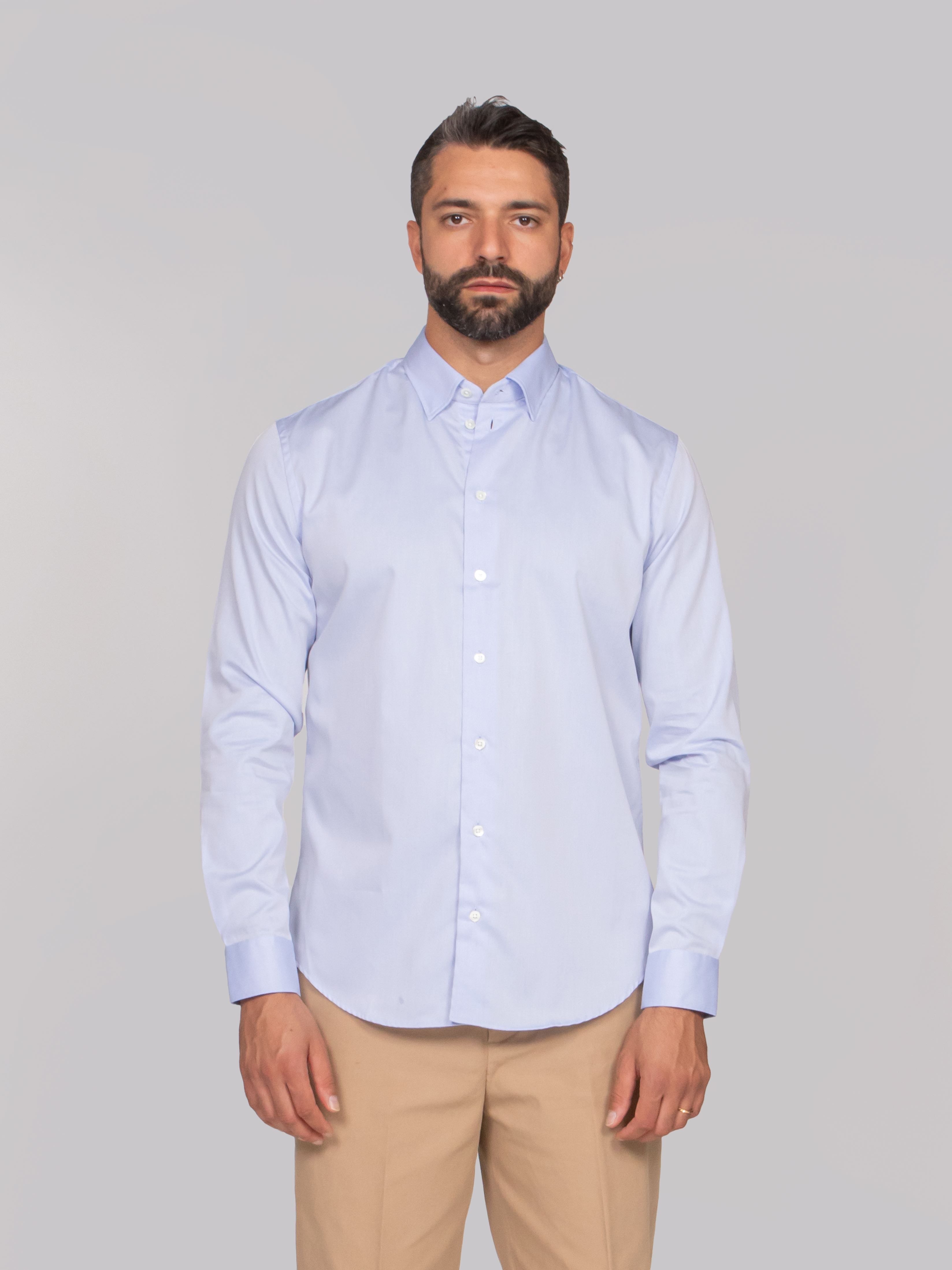 EMPORIO ARMANI CAMICIA  O9002 AZZURRO CHIARO
