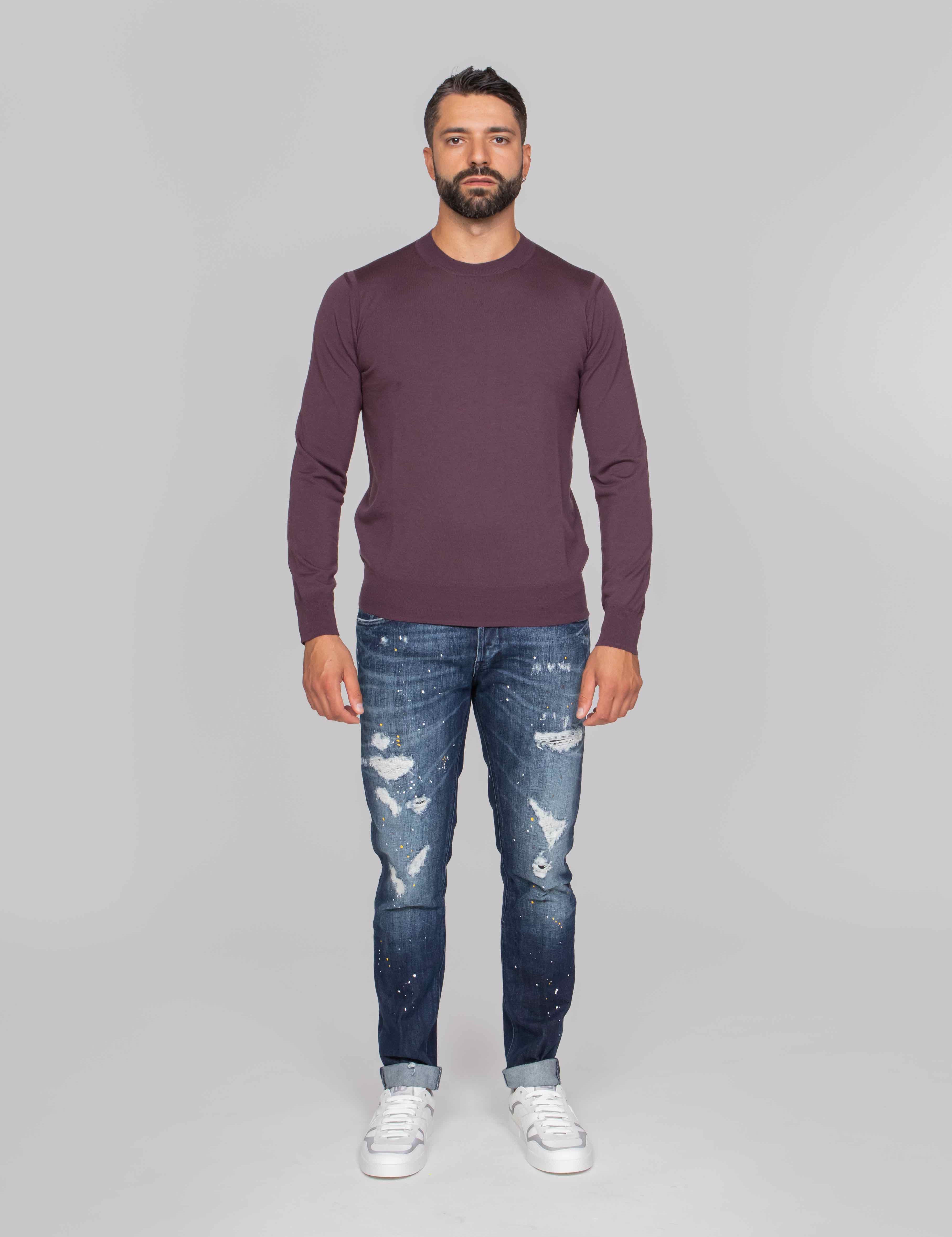 PAOLO PECORA MAGLIA GIROCOLLO 4549 VIOLA