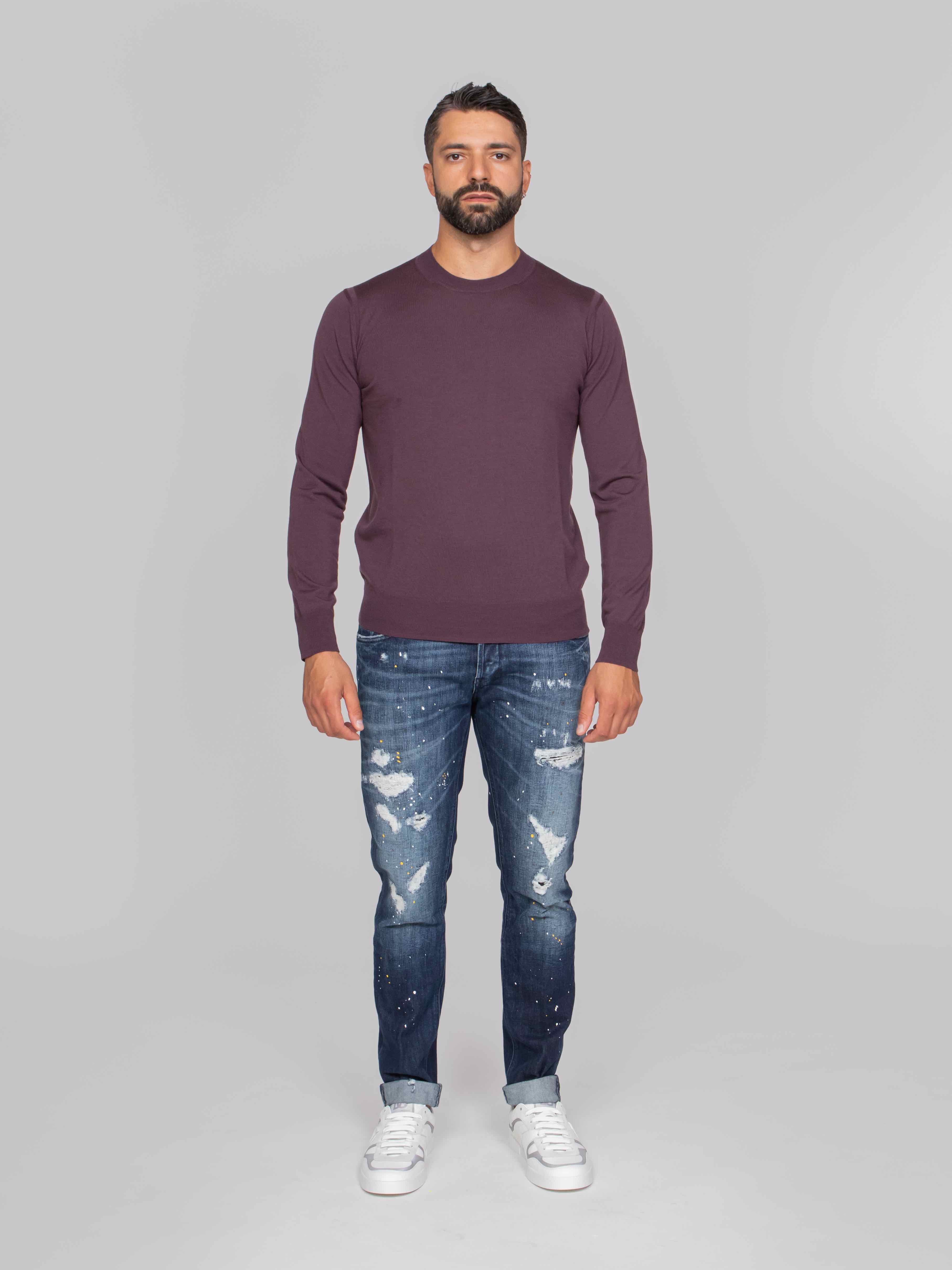 PAOLO PECORA MAGLIA GIROCOLLO 4549 VIOLA