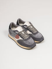 PHILIPPE MODEL SNEAKER BLVILLE LOW GR05 GLITTER RESAU ARGENT NOIR
