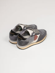 PHILIPPE MODEL SNEAKER BLVILLE LOW GR05 GLITTER RESAU ARGENT NOIR