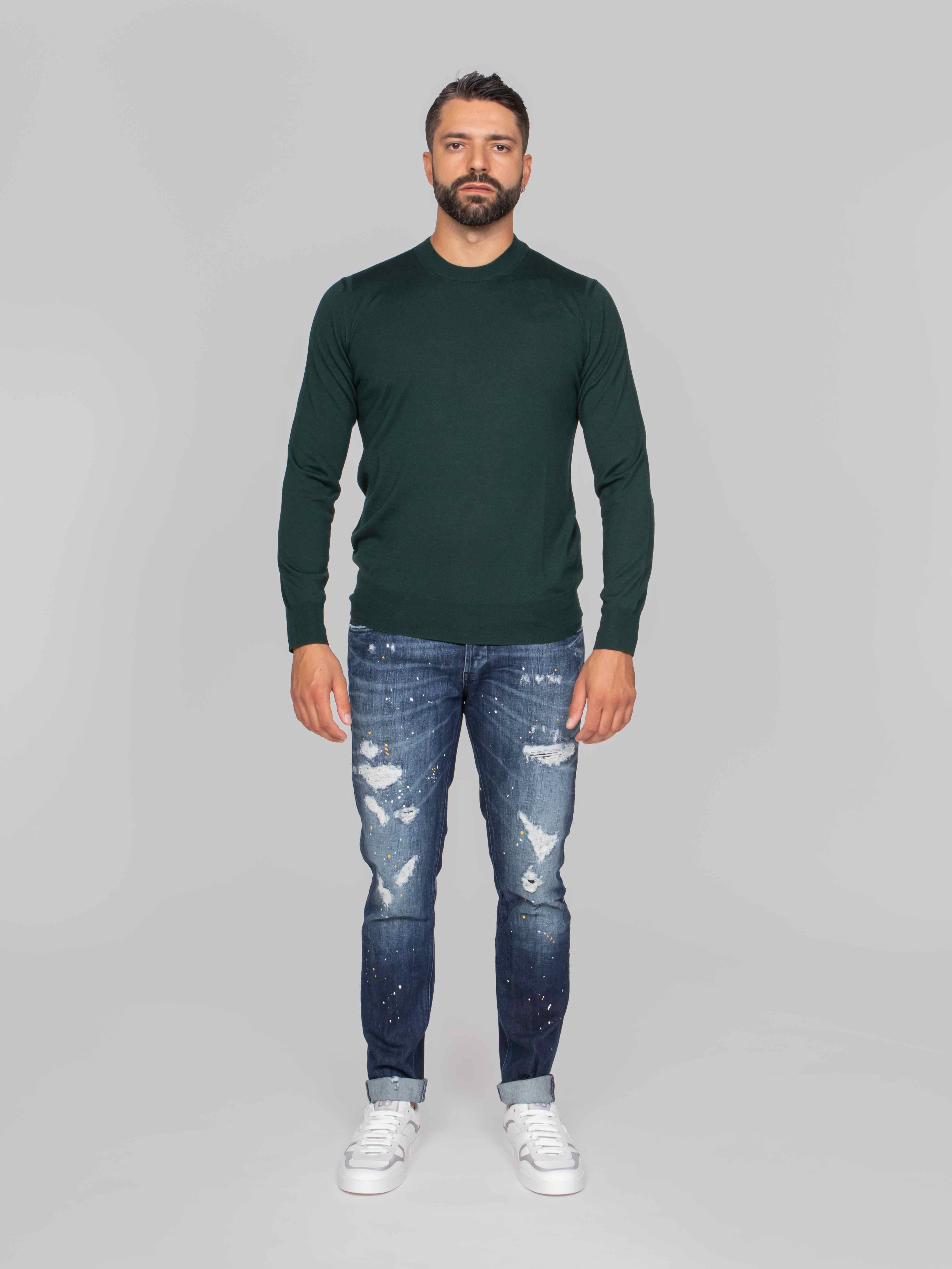 PAOLO PECORA MAGLIA GIROCOLLO 5588 VERDE SCURO