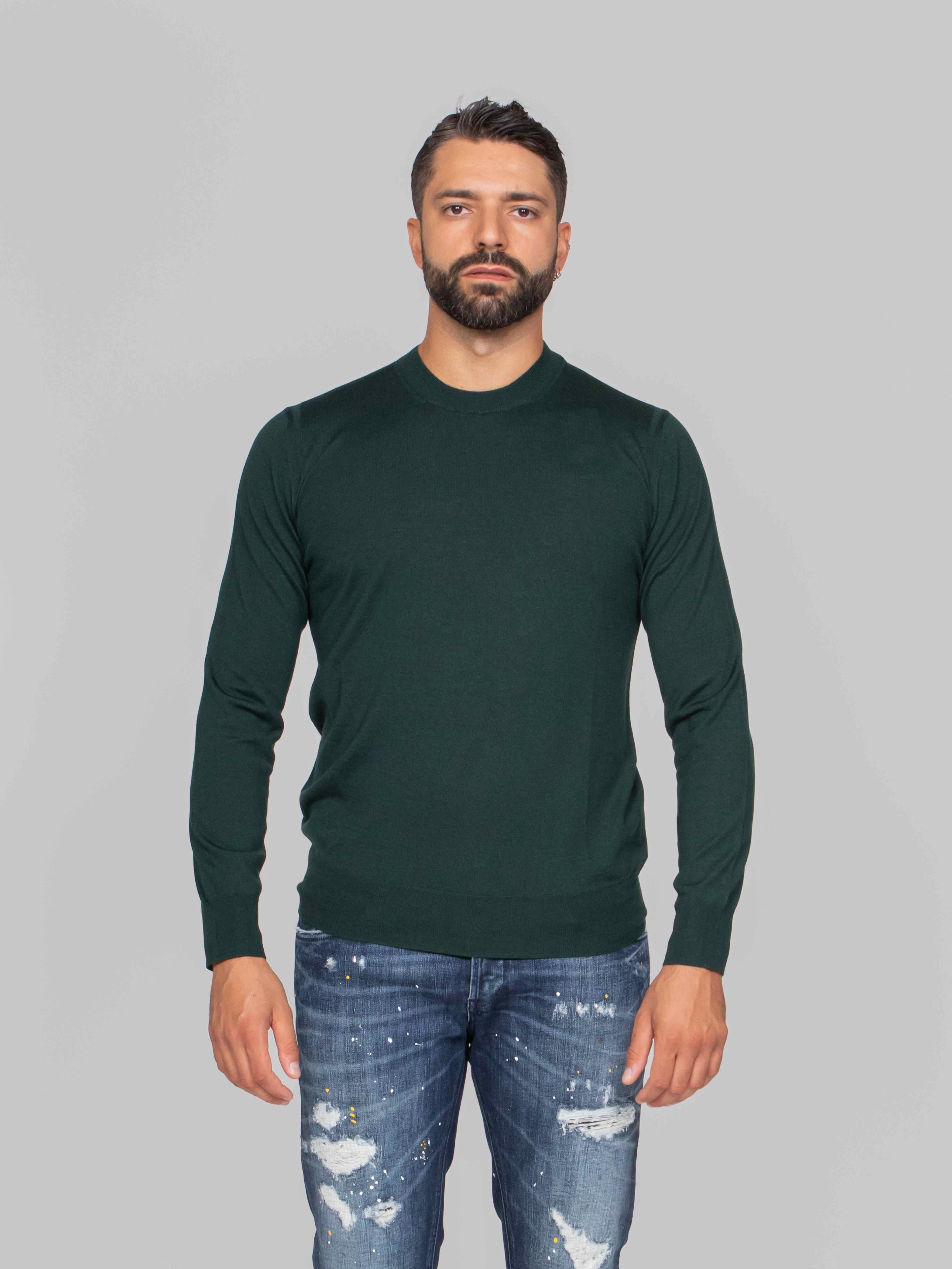 PAOLO PECORA MAGLIA GIROCOLLO 5588 VERDE SCURO