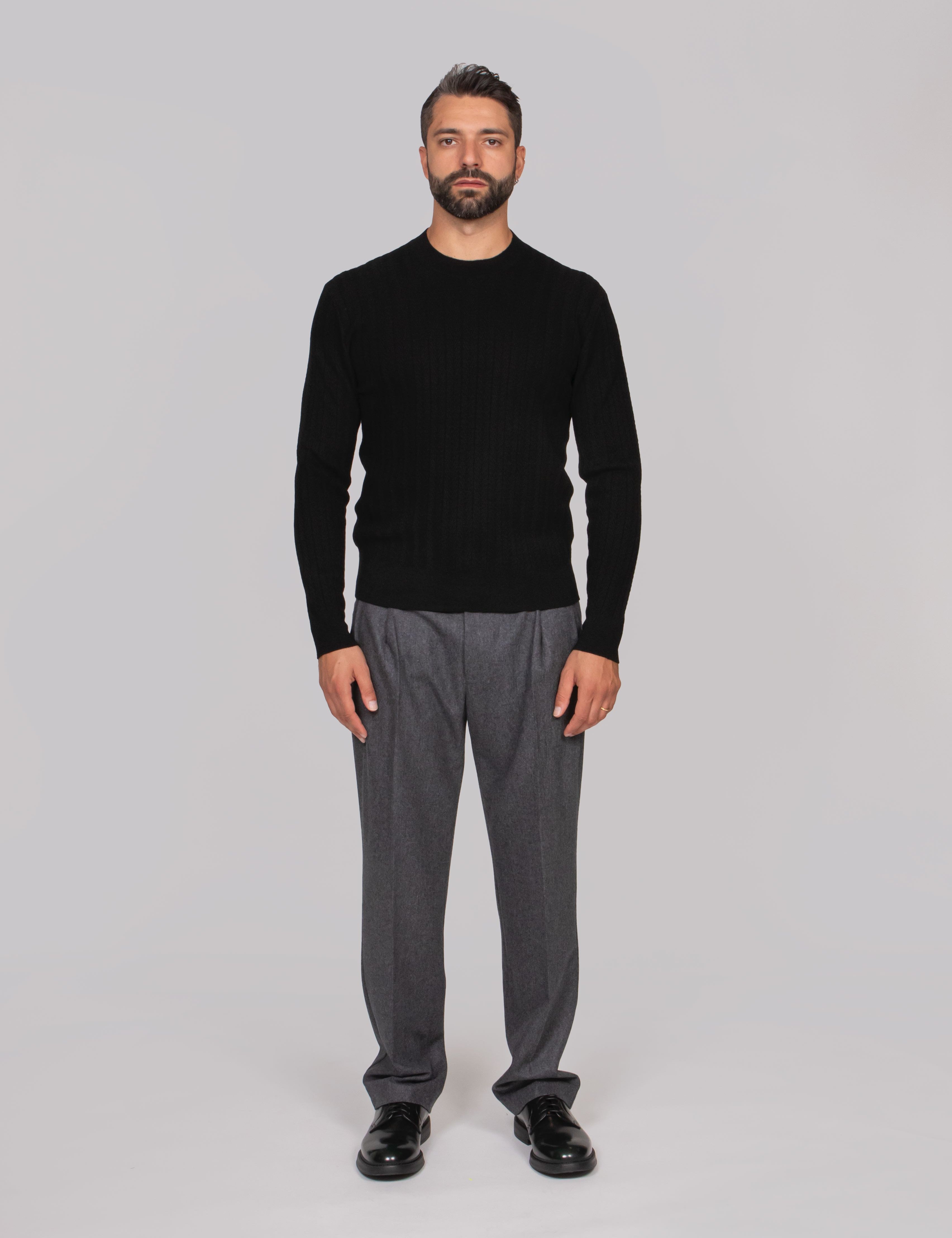 PAOLO PECORA MAGLIA GIROCOLLO 9000 NERO