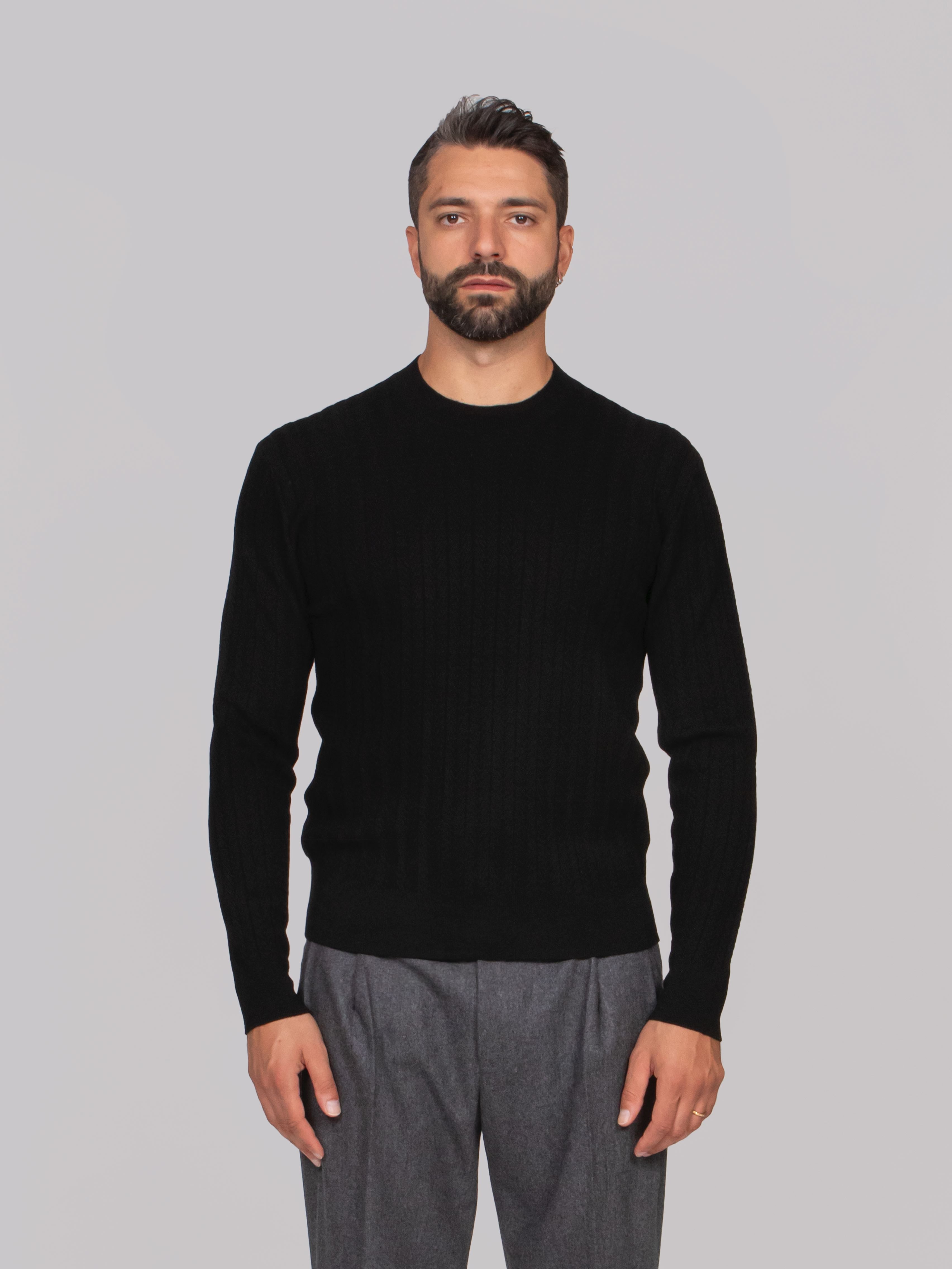 PAOLO PECORA MAGLIA GIROCOLLO 9000 NERO