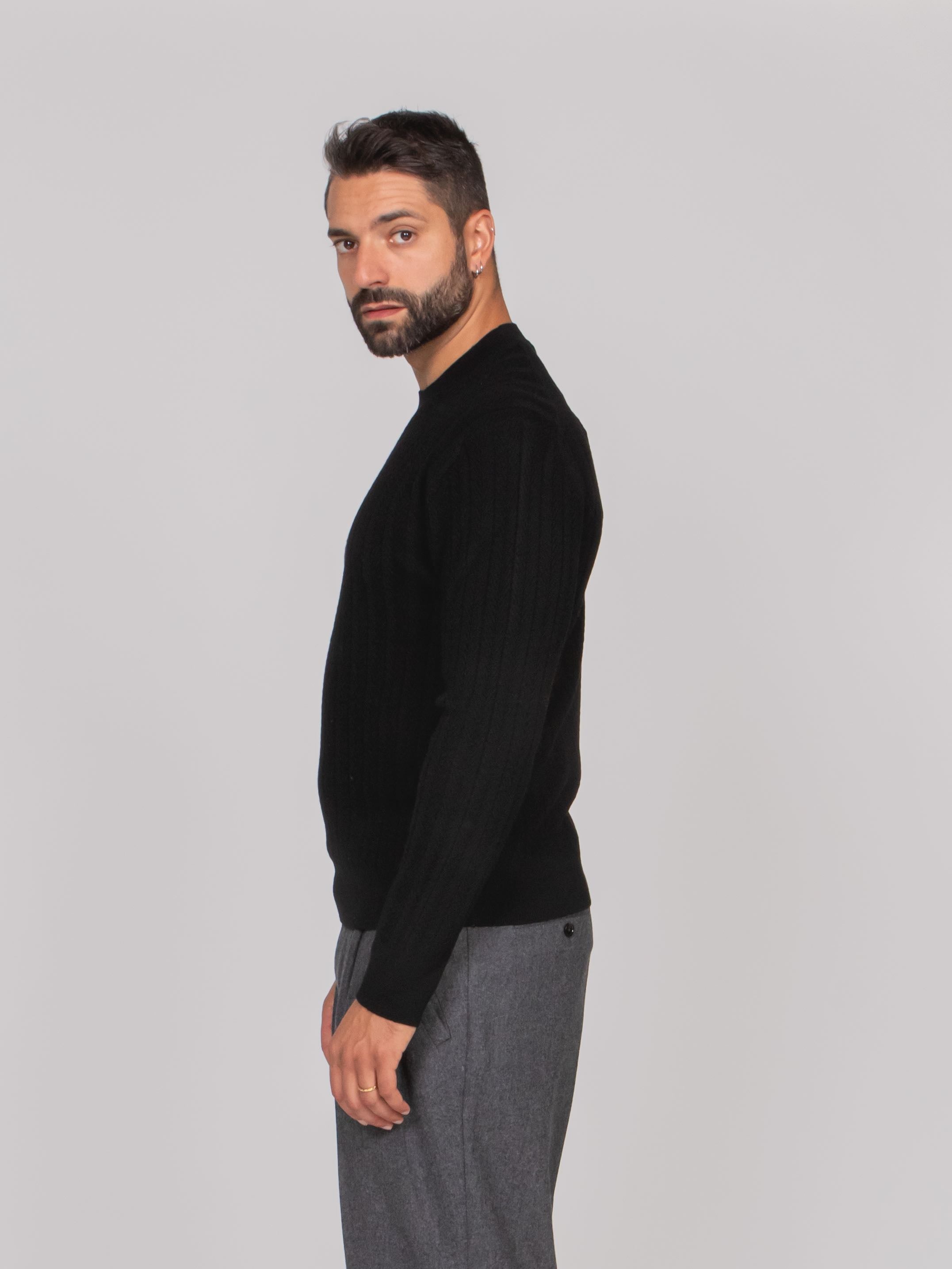 PAOLO PECORA MAGLIA GIROCOLLO 9000 NERO