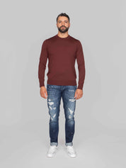 PAOLO PECORA MAGLIA GIROCOLLO 4492 ROSSO/MARRONE