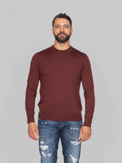 PAOLO PECORA MAGLIA GIROCOLLO 4492 ROSSO/MARRONE