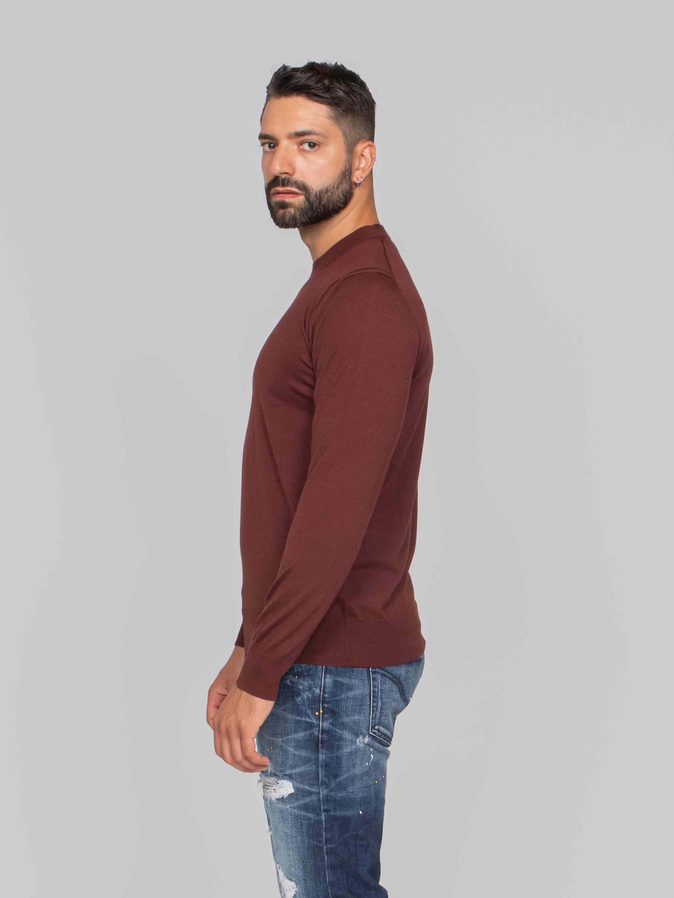 PAOLO PECORA MAGLIA GIROCOLLO 4492 ROSSO/MARRONE