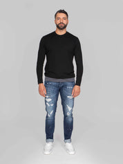 PAOLO PECORA MAGLIA GIROCOLLO U981 NERO/GRIGIO