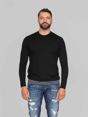 PAOLO PECORA MAGLIA GIROCOLLO U981 NERO/GRIGIO