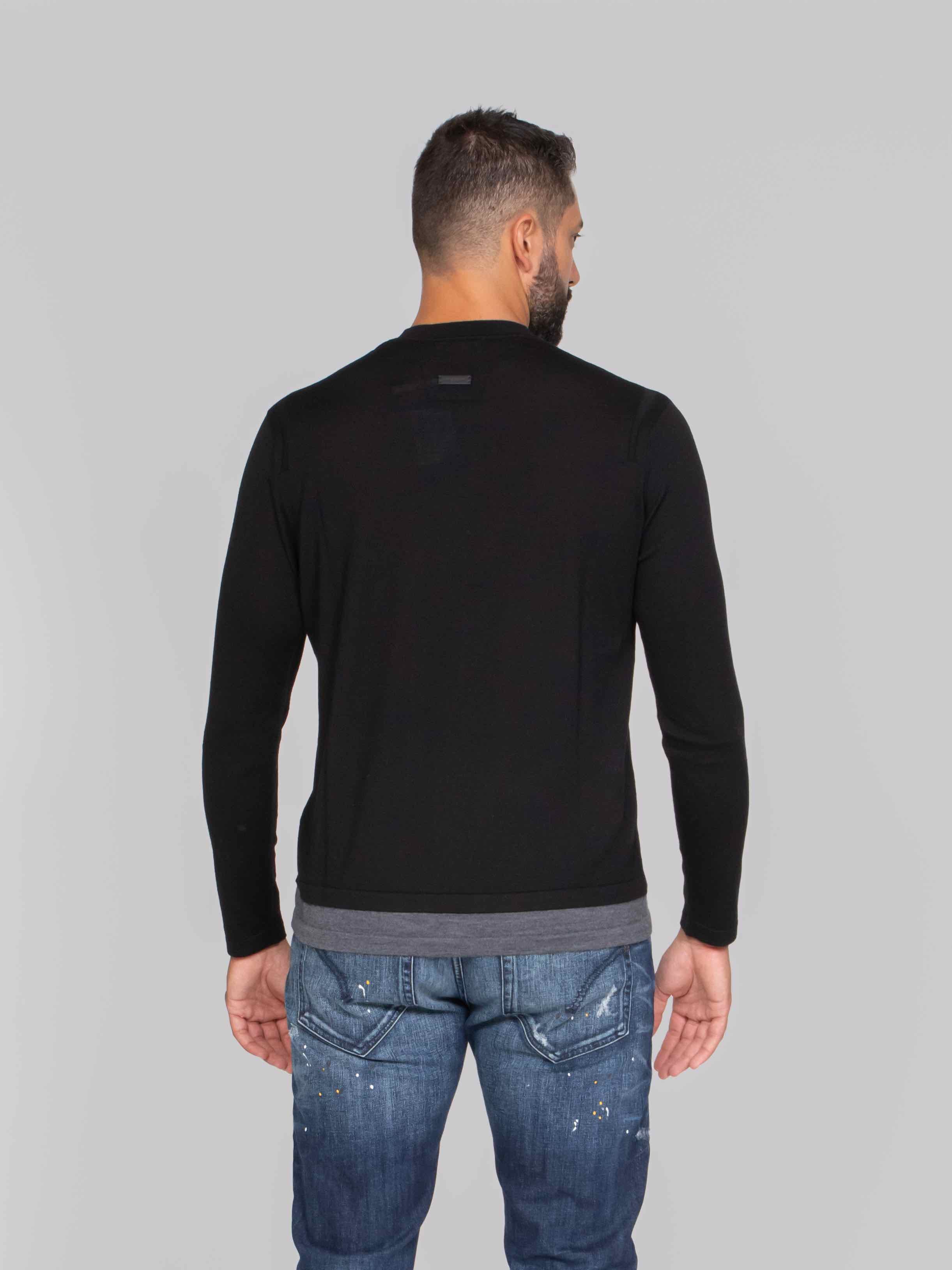 PAOLO PECORA MAGLIA GIROCOLLO U981 NERO/GRIGIO