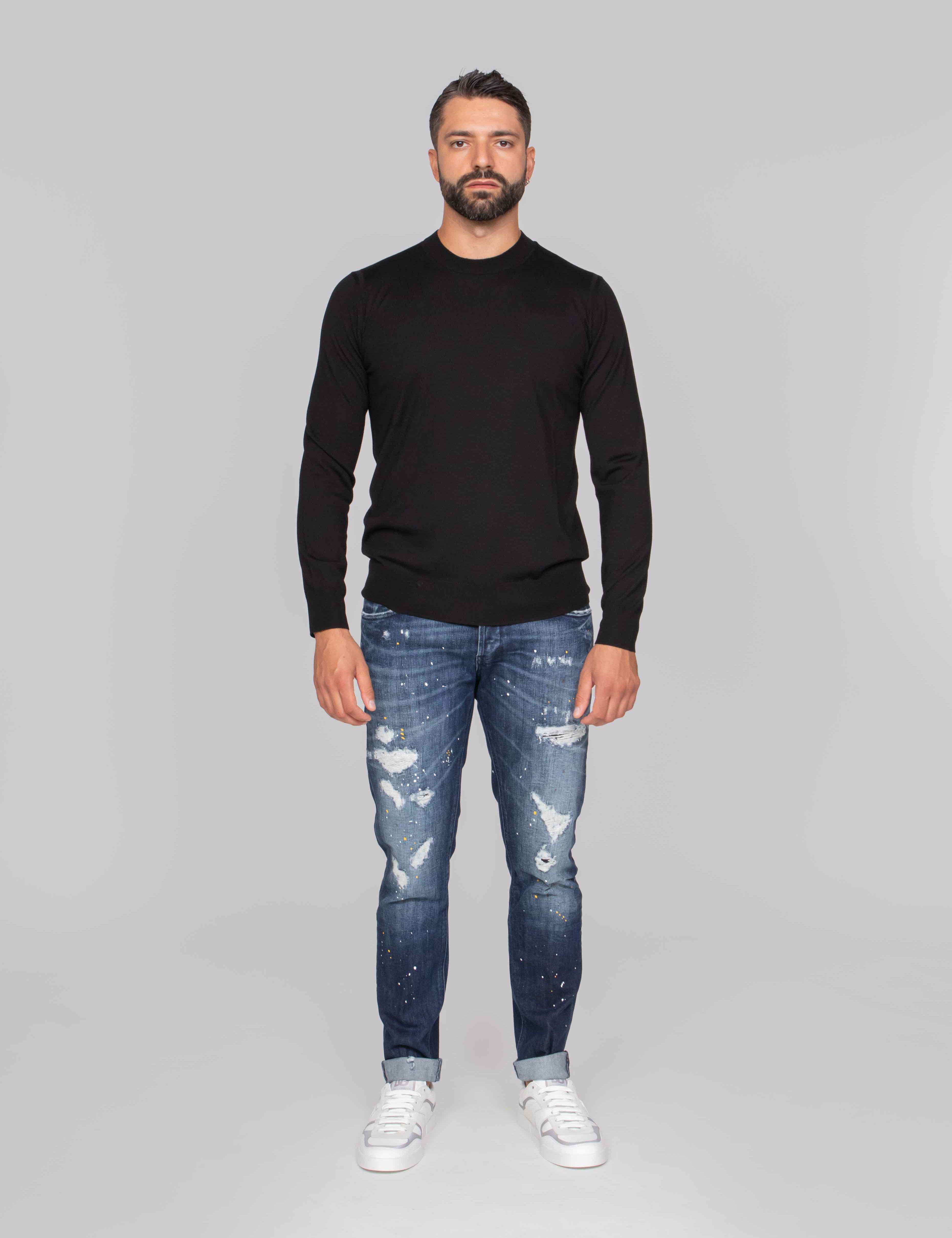 PAOLO PECORA MAGLIA GIROCOLLO 9000 NERO