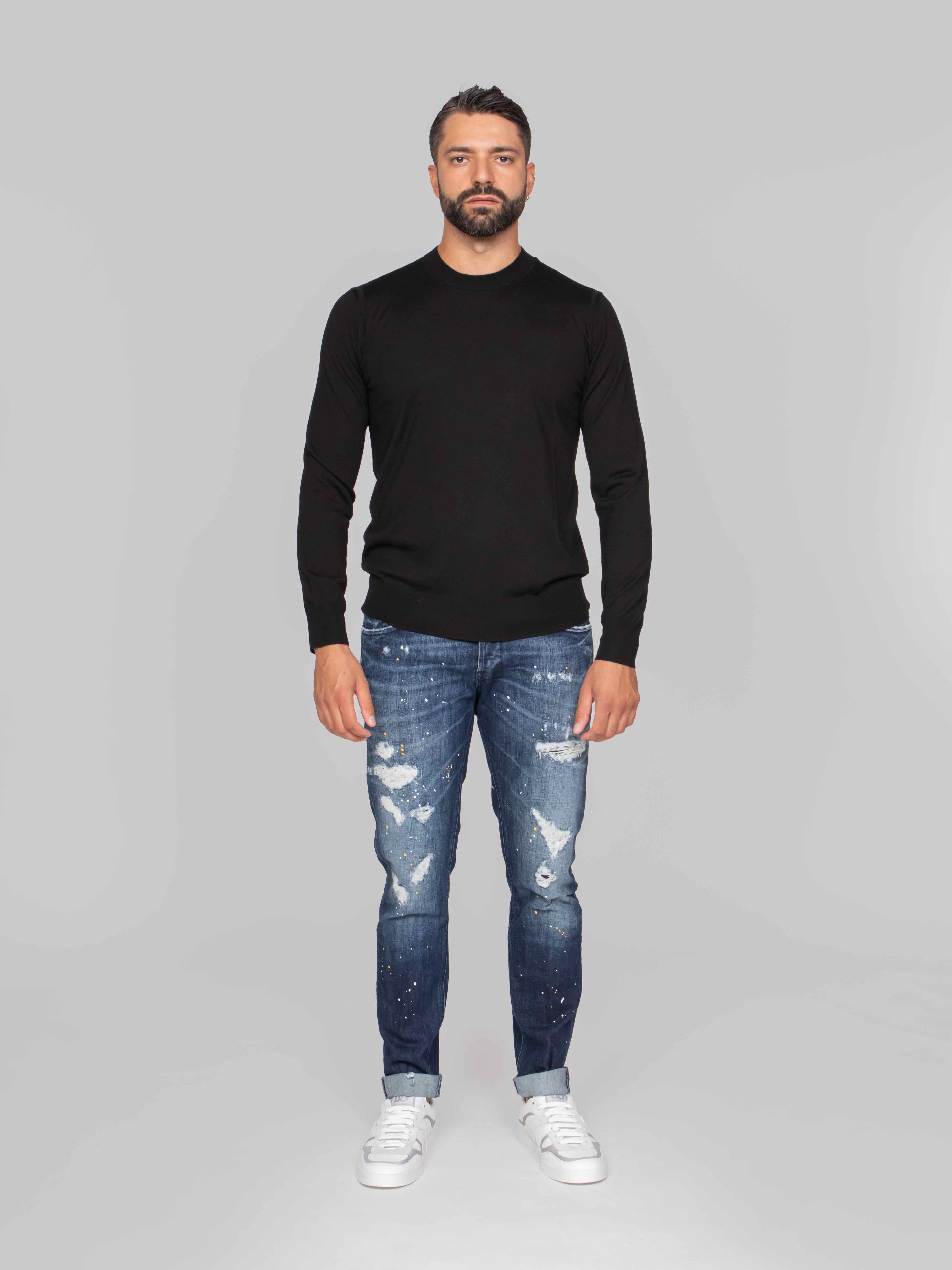 PAOLO PECORA MAGLIA GIROCOLLO 9000 NERO