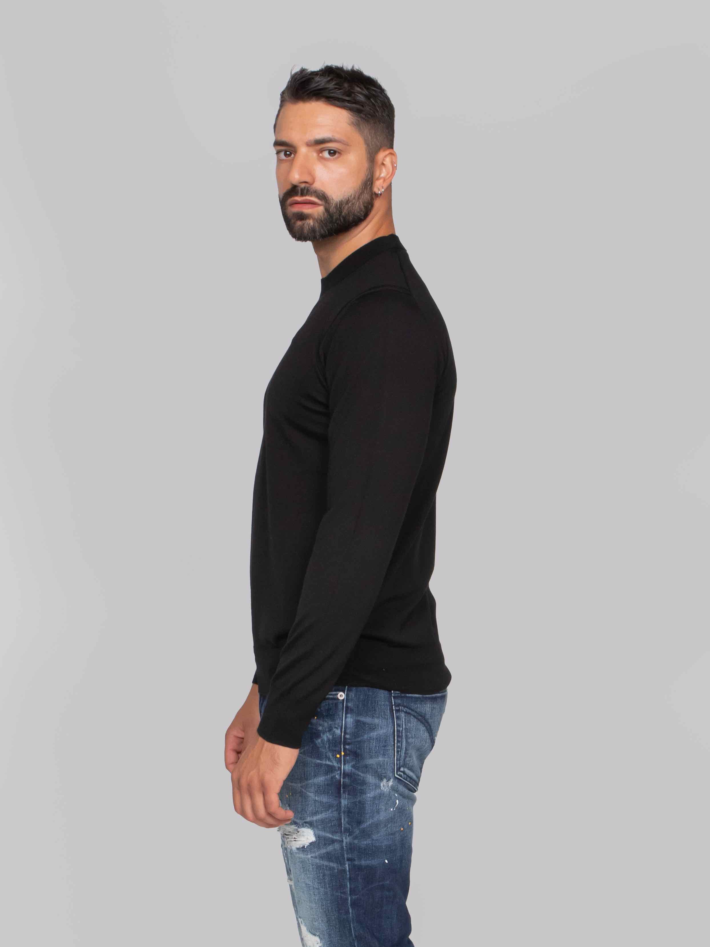PAOLO PECORA MAGLIA GIROCOLLO 9000 NERO