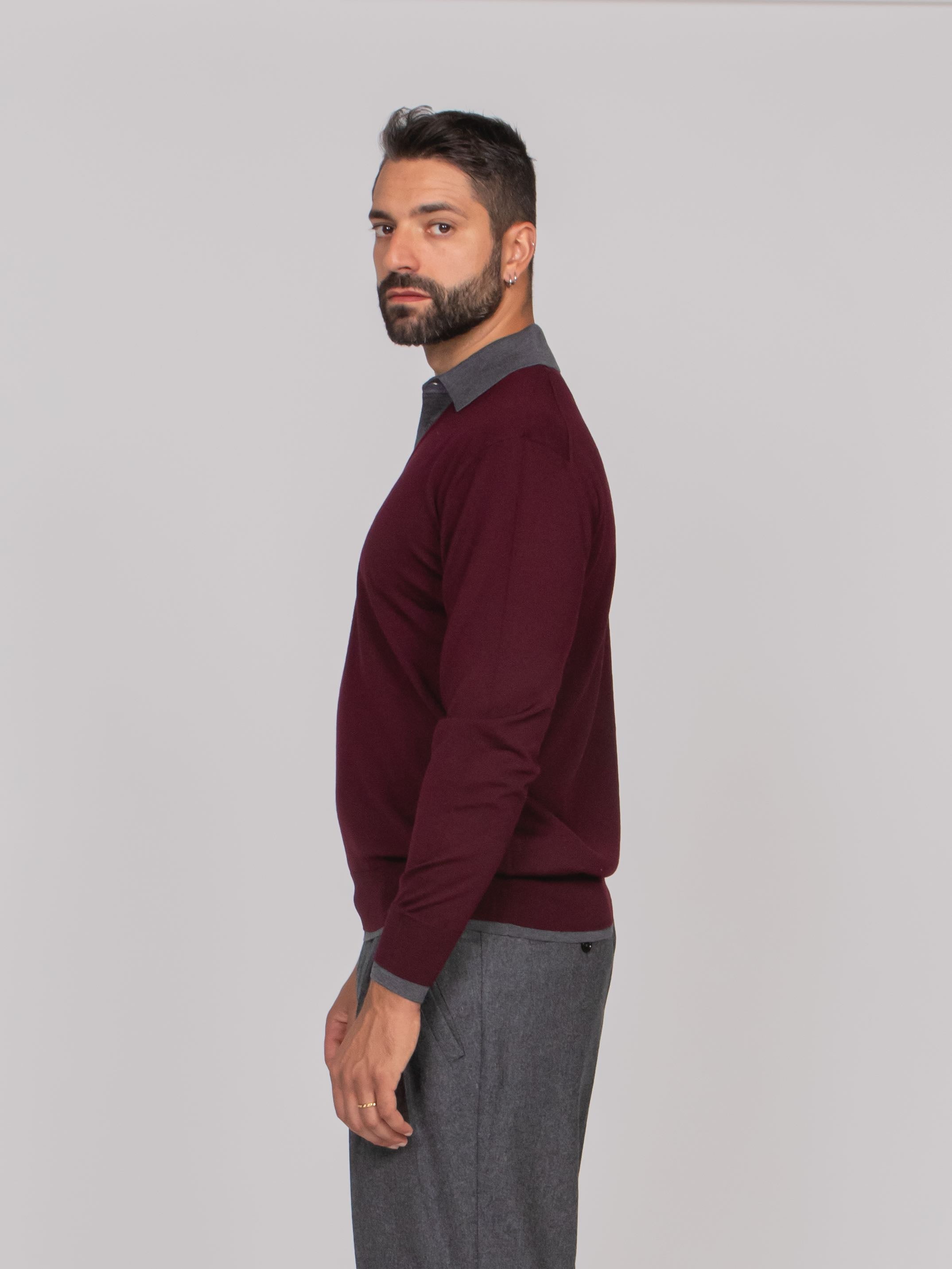 PAOLO PECORA MAGLIA A POLO U781 AMETISTA/GREY