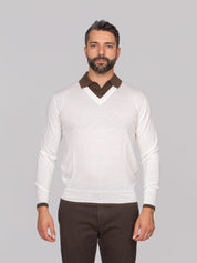 PAOLO PECORA MAGLIA A POLO U122 LATTE/MARRONE