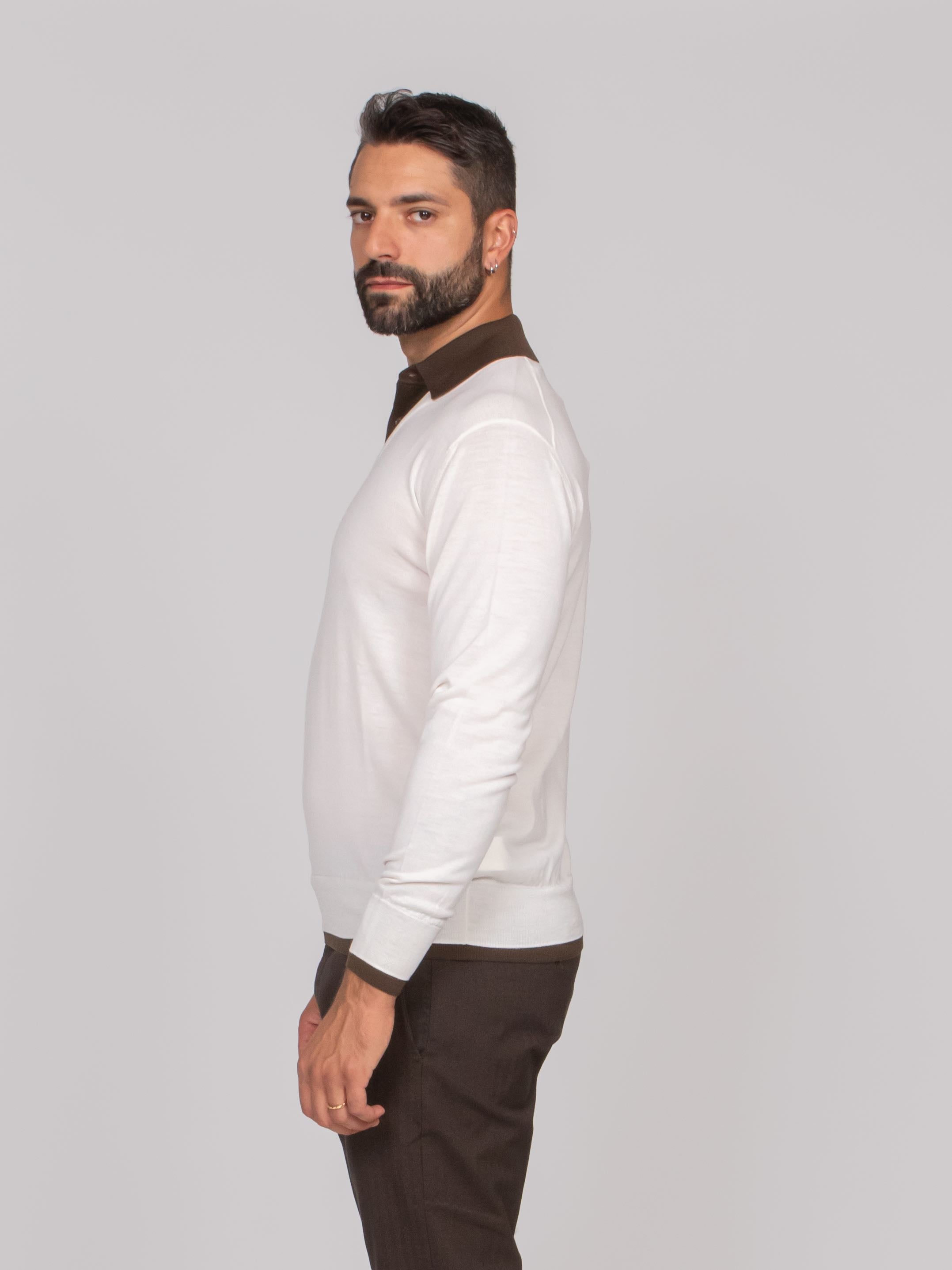 PAOLO PECORA MAGLIA A POLO U122 LATTE/MARRONE