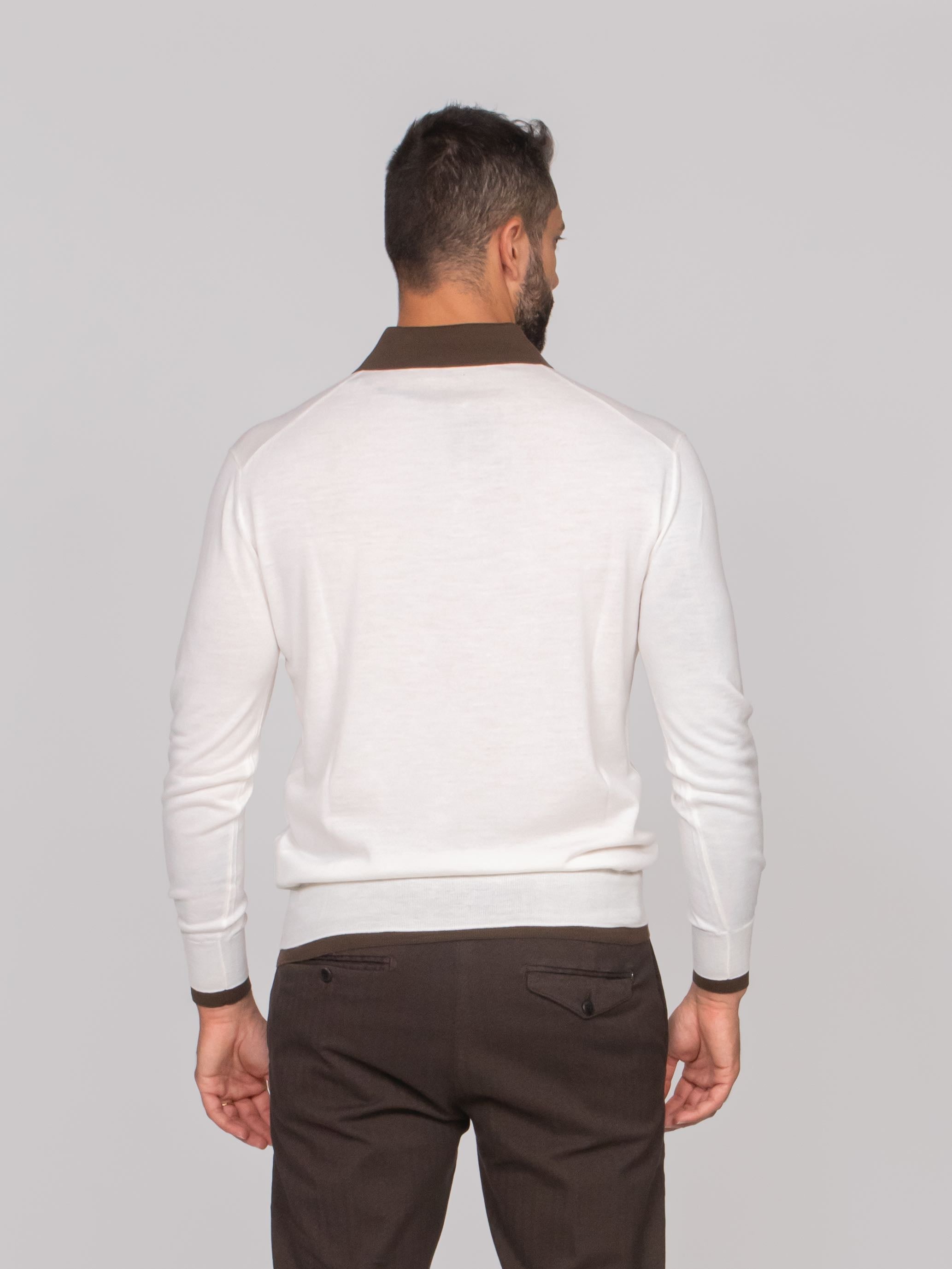 PAOLO PECORA MAGLIA A POLO U122 LATTE/MARRONE