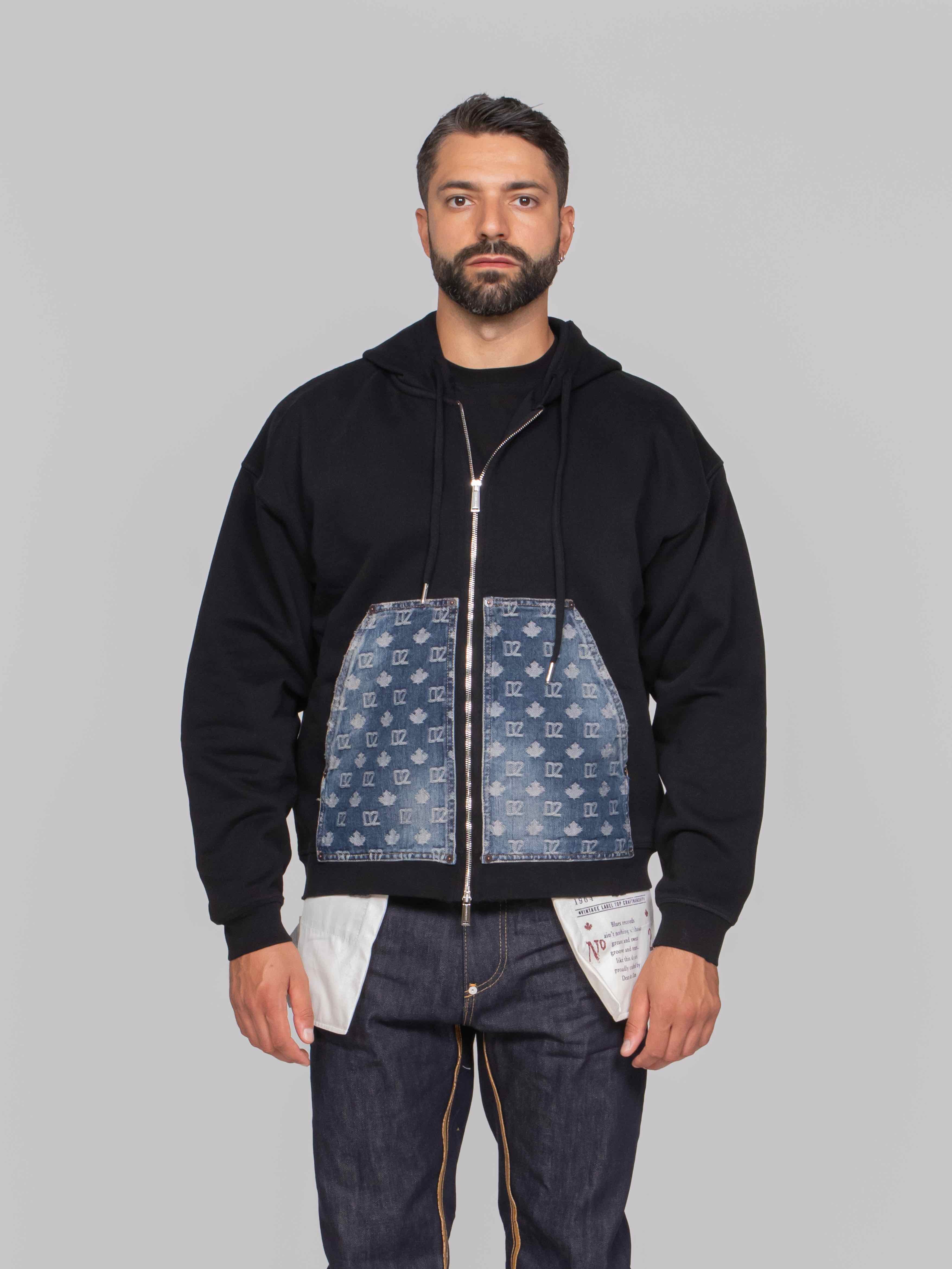 DSQUARED2 FELPA MONOGRAM DENIM 900 NERO