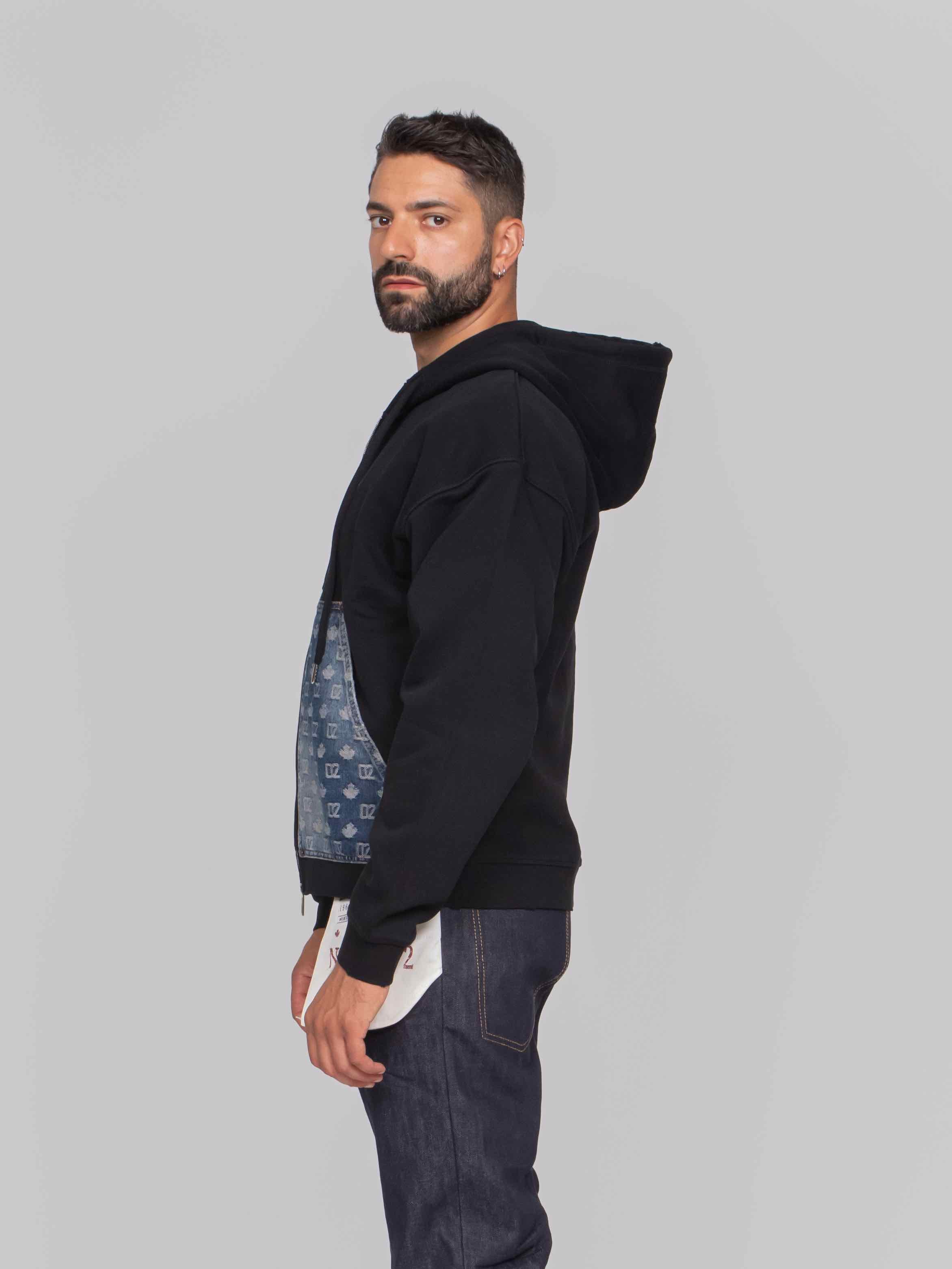 DSQUARED2 FELPA MONOGRAM DENIM 900 NERO