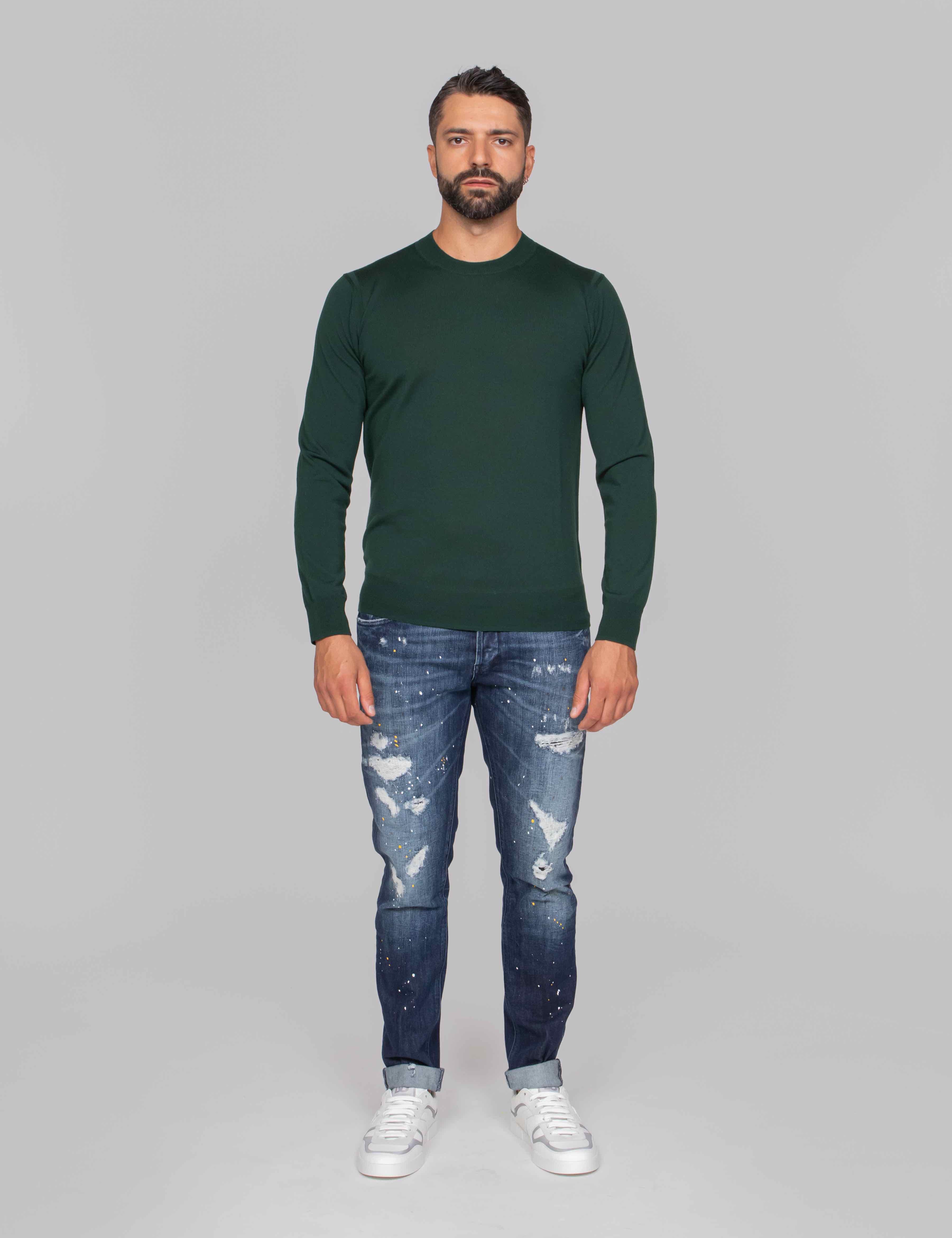PAOLO PECORA MAGLIA GIROCOLLO 5588 VERDE SCURO