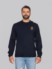 DOLCE & GABBANA GIROCOLLO CON BOTTONI B1622 BLU SCURO