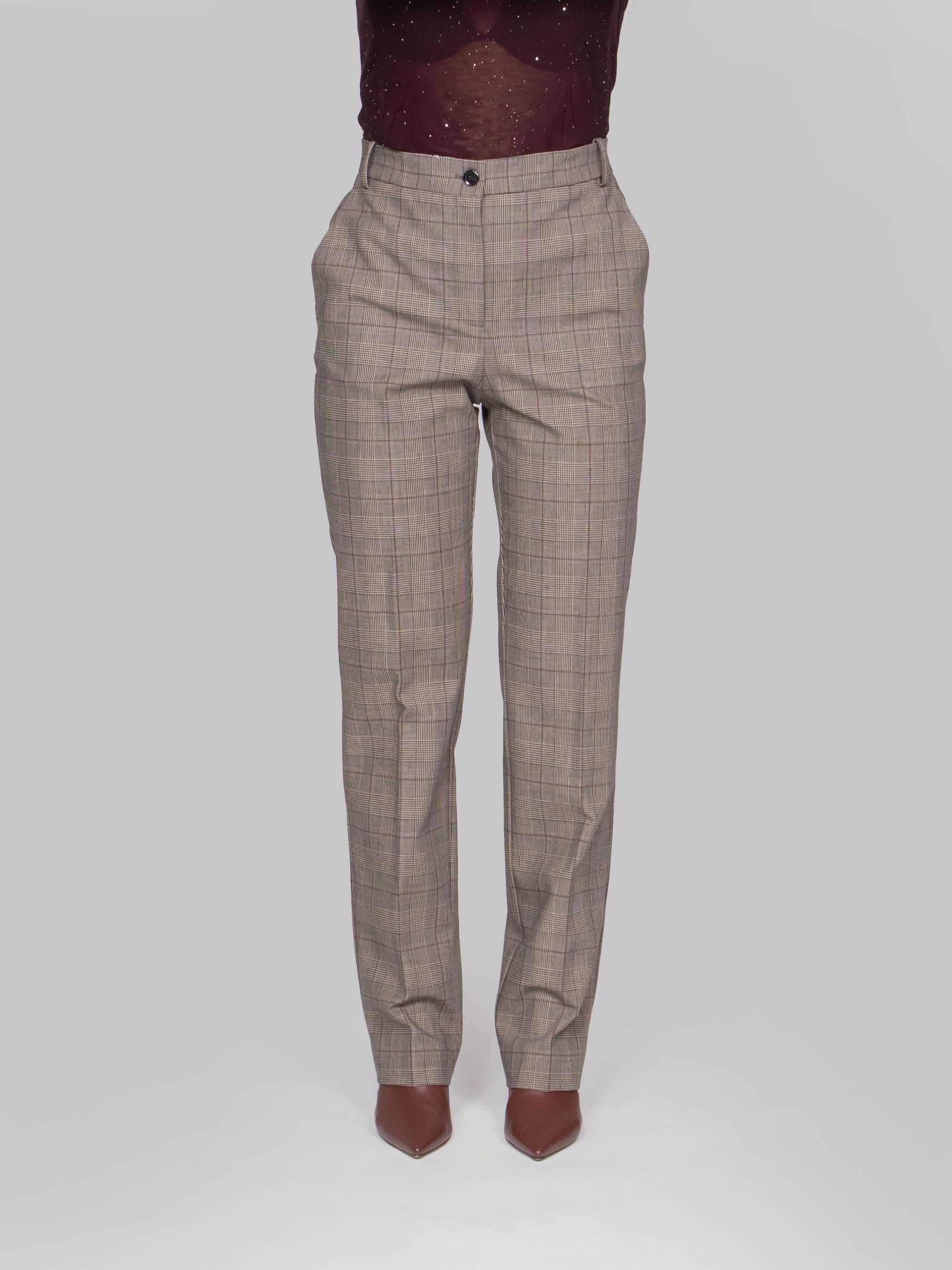 PINKO PANTALONE CYZ BEIGE BORDEAUX NERO