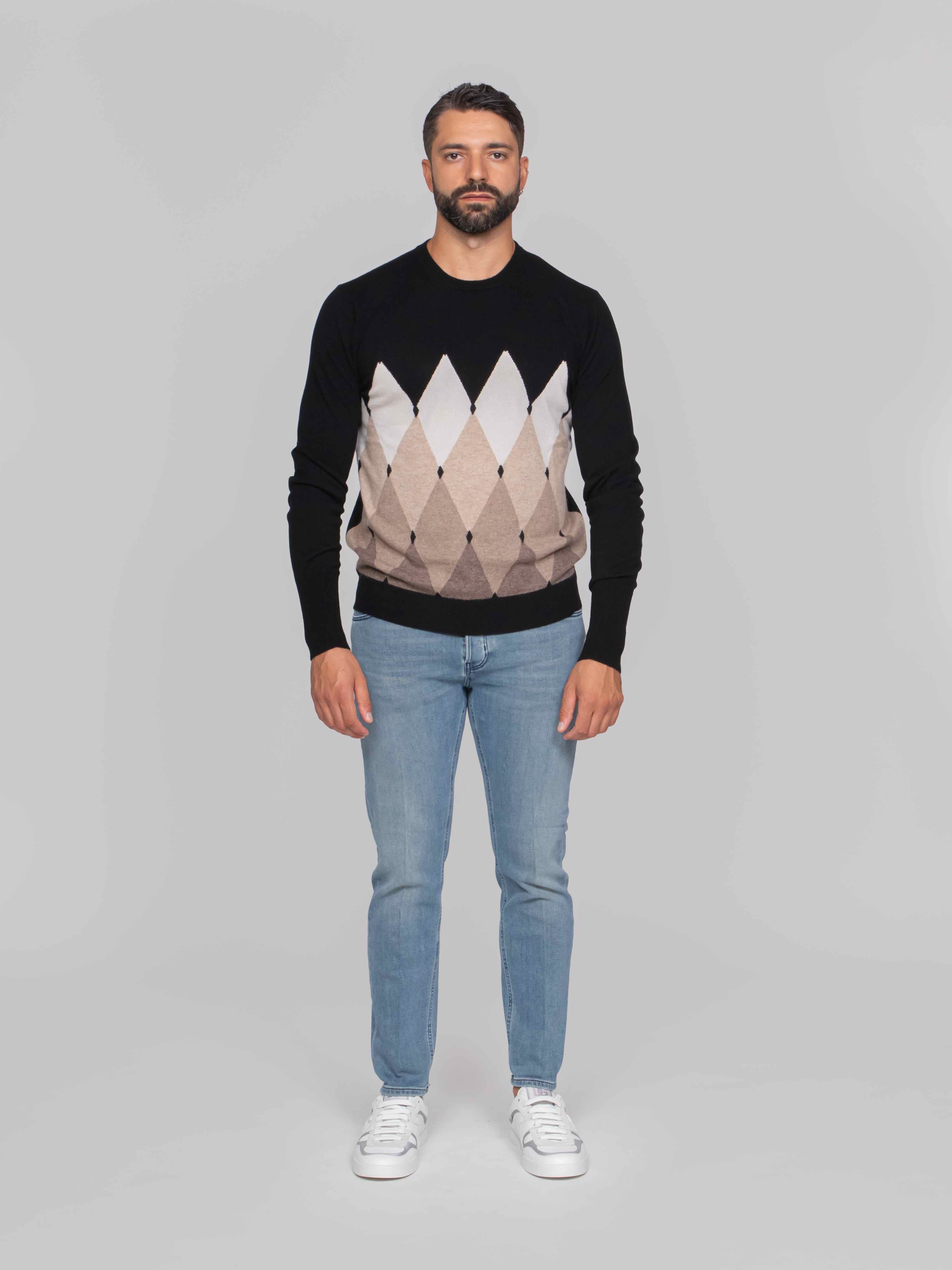 BALLANTYNE MAGLIA GIROCOLLO 95518 BLACK/TORTORA