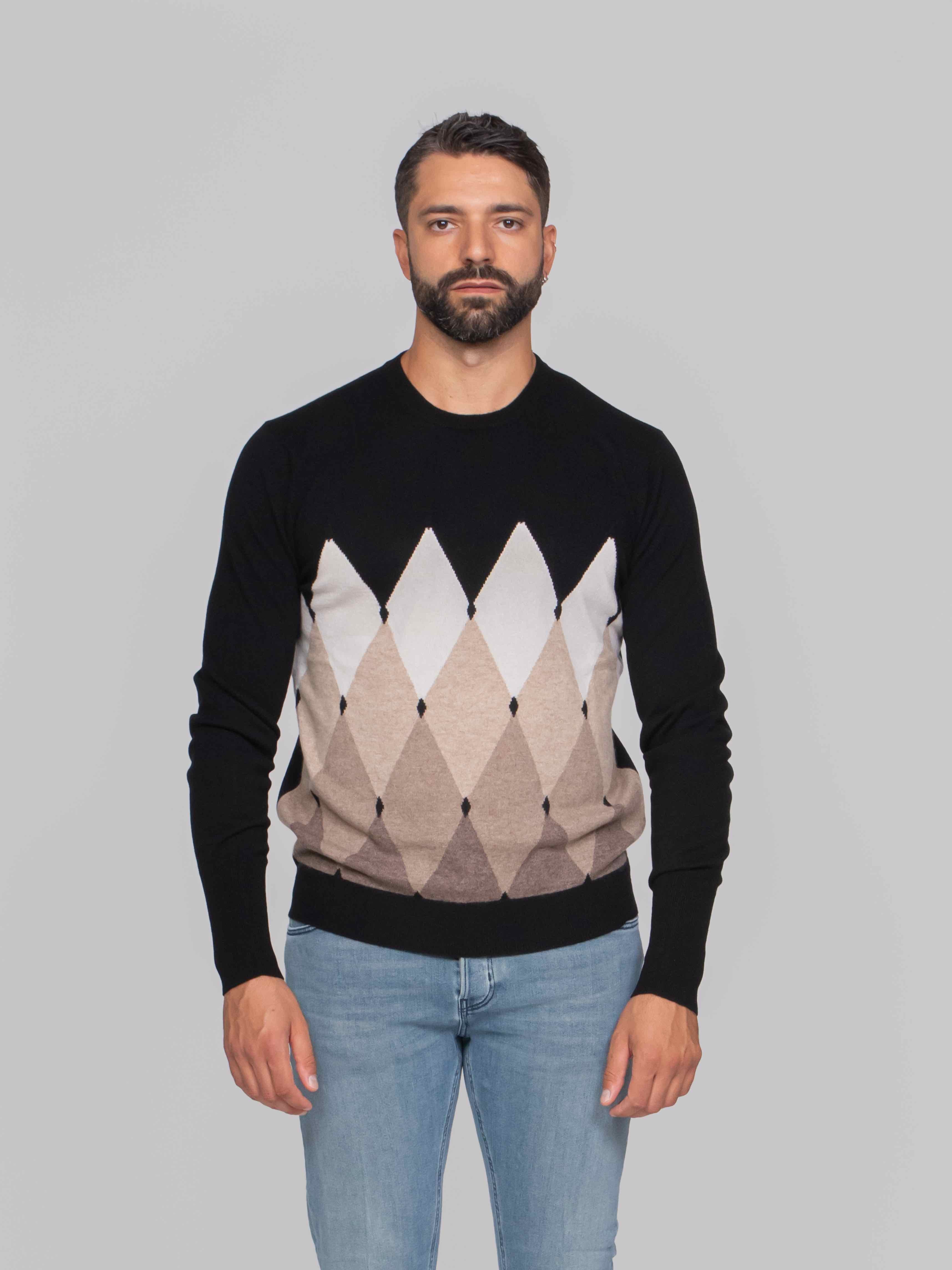 BALLANTYNE MAGLIA GIROCOLLO 95518 BLACK/TORTORA