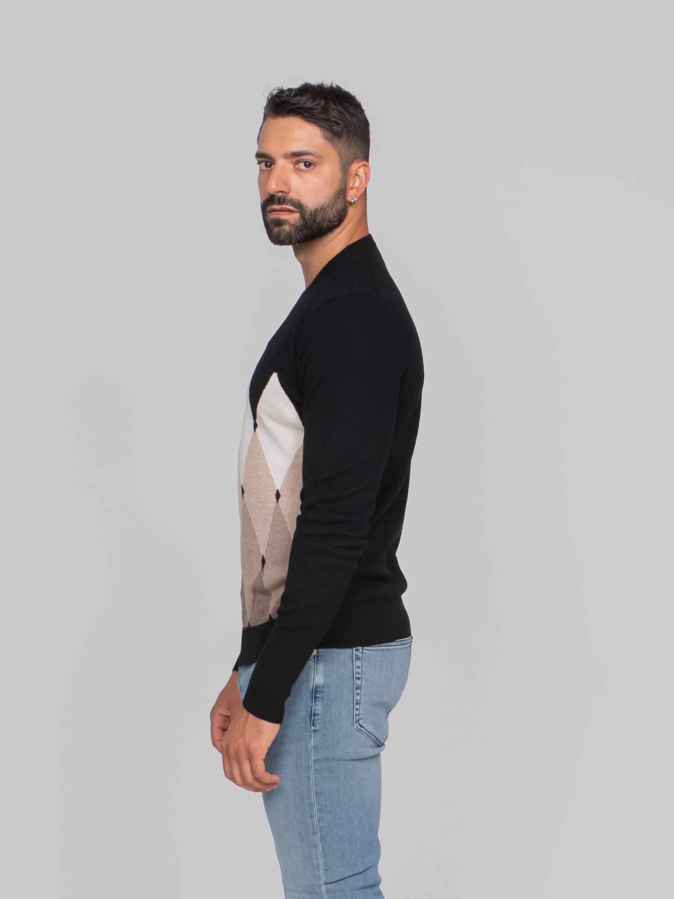 BALLANTYNE MAGLIA GIROCOLLO 95518 BLACK/TORTORA