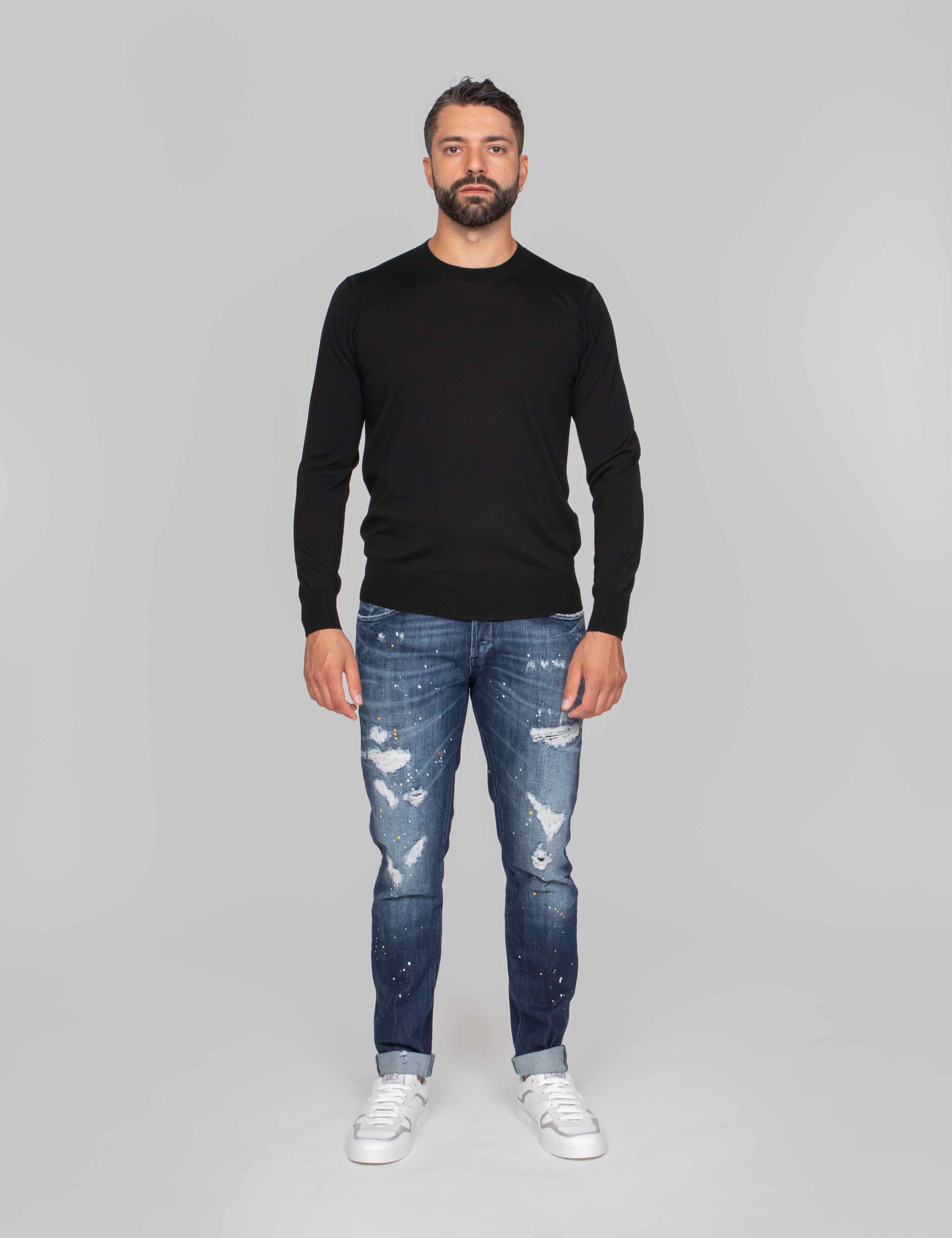 PAOLO PECORA MAGLIA GIROCOLLO 9000 NERO