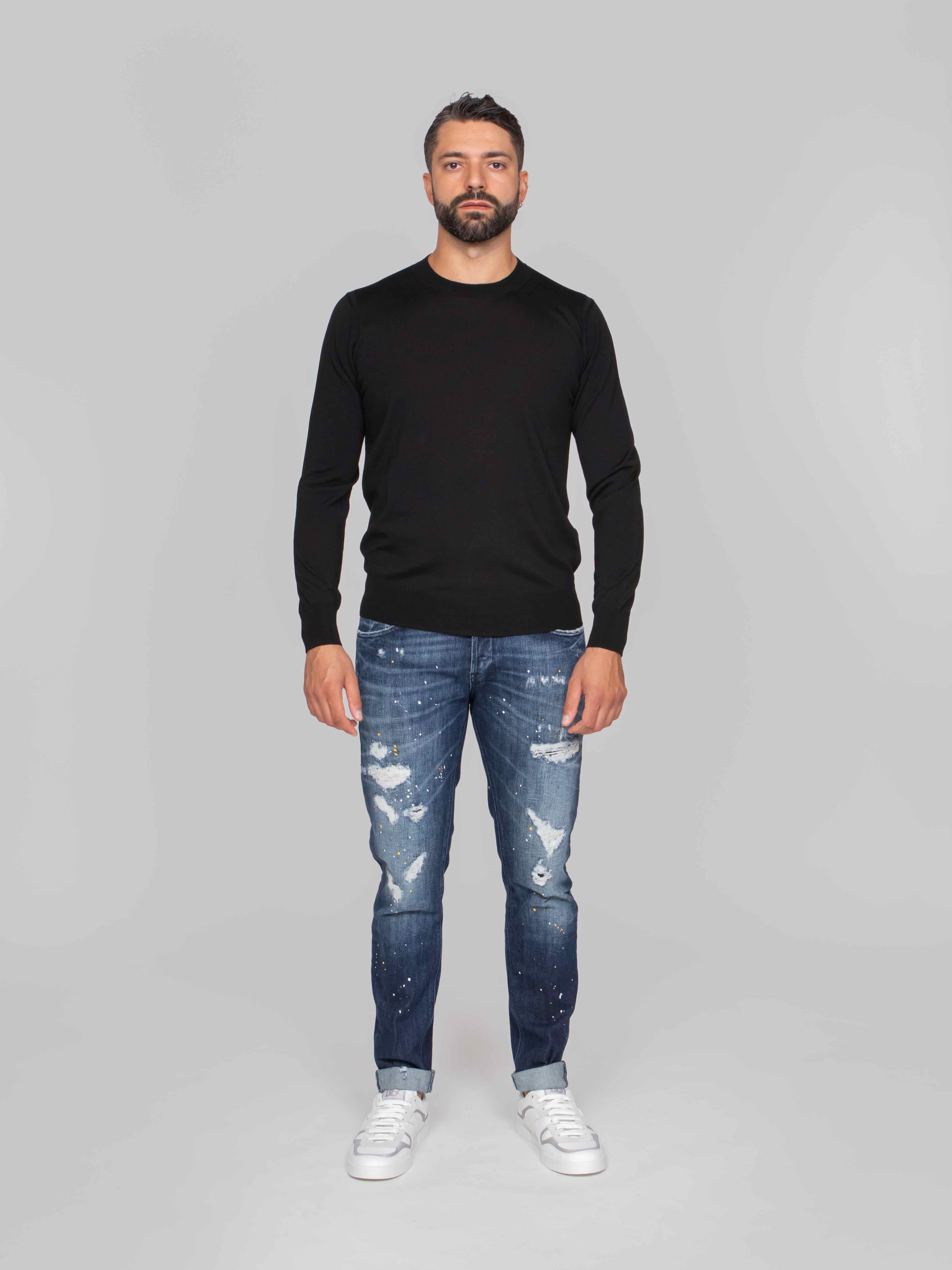 PAOLO PECORA MAGLIA GIROCOLLO 9000 NERO