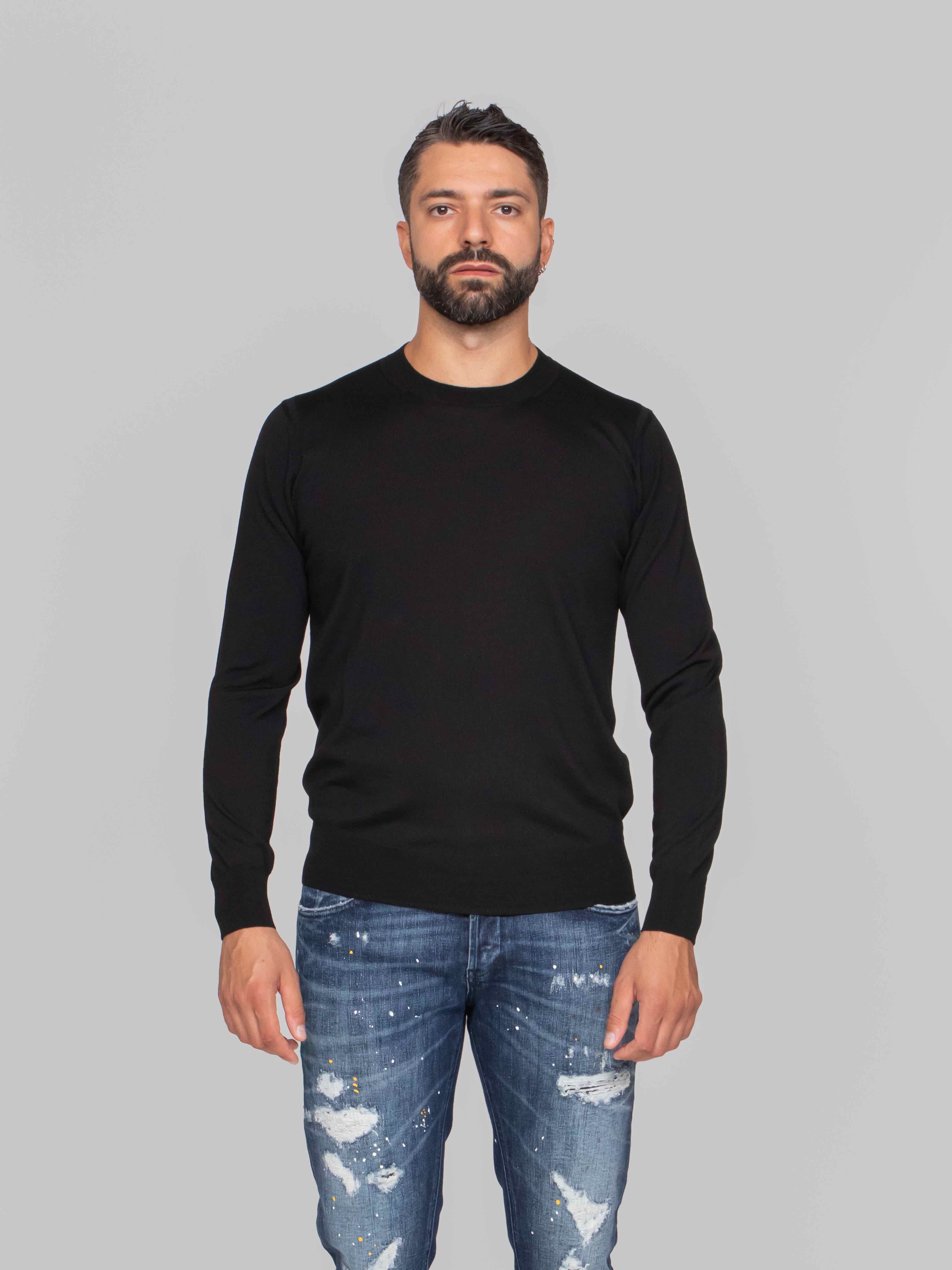 PAOLO PECORA MAGLIA GIROCOLLO 9000 NERO