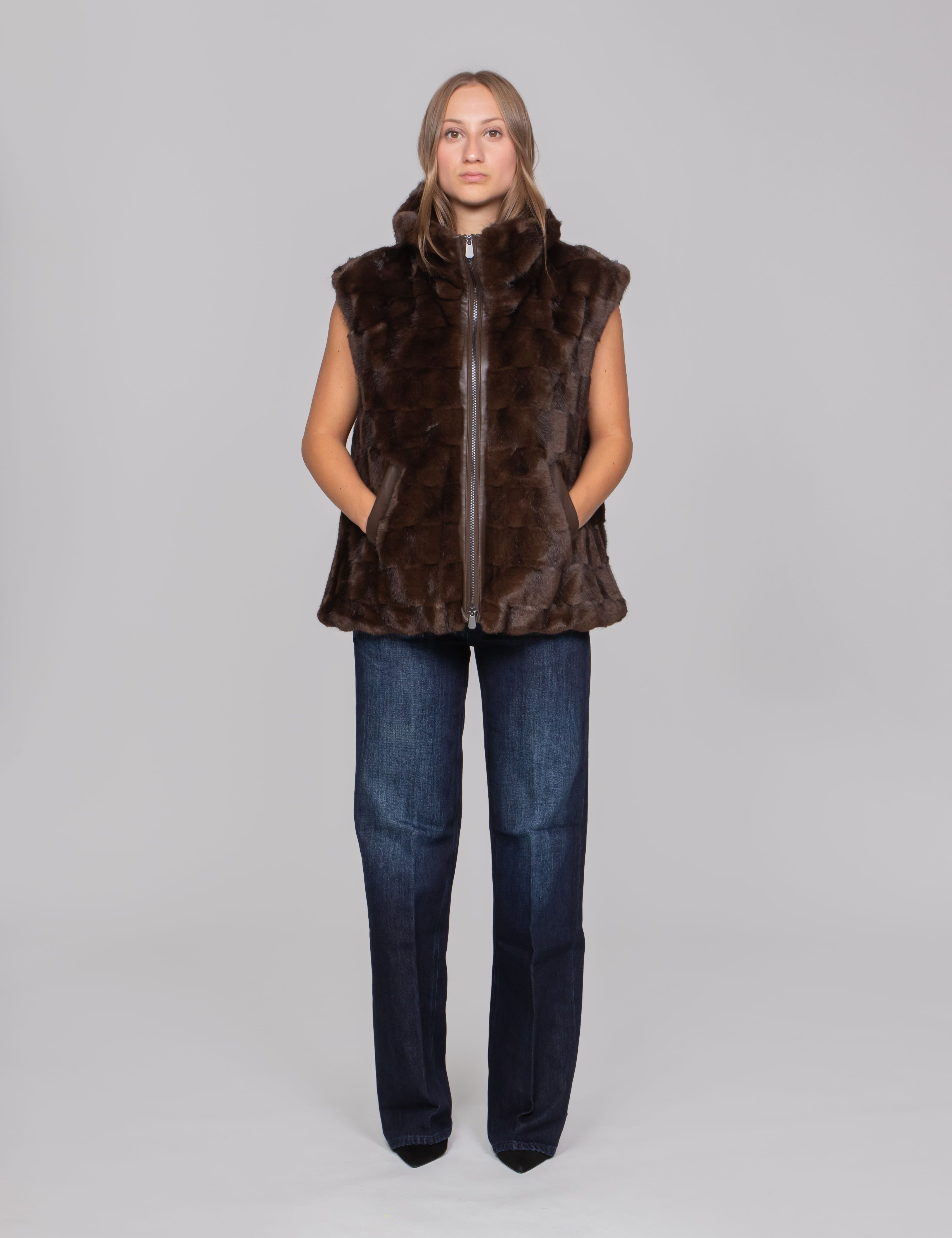 PINKO GILET M11 MARRONE CHICCO DI CAFFE'