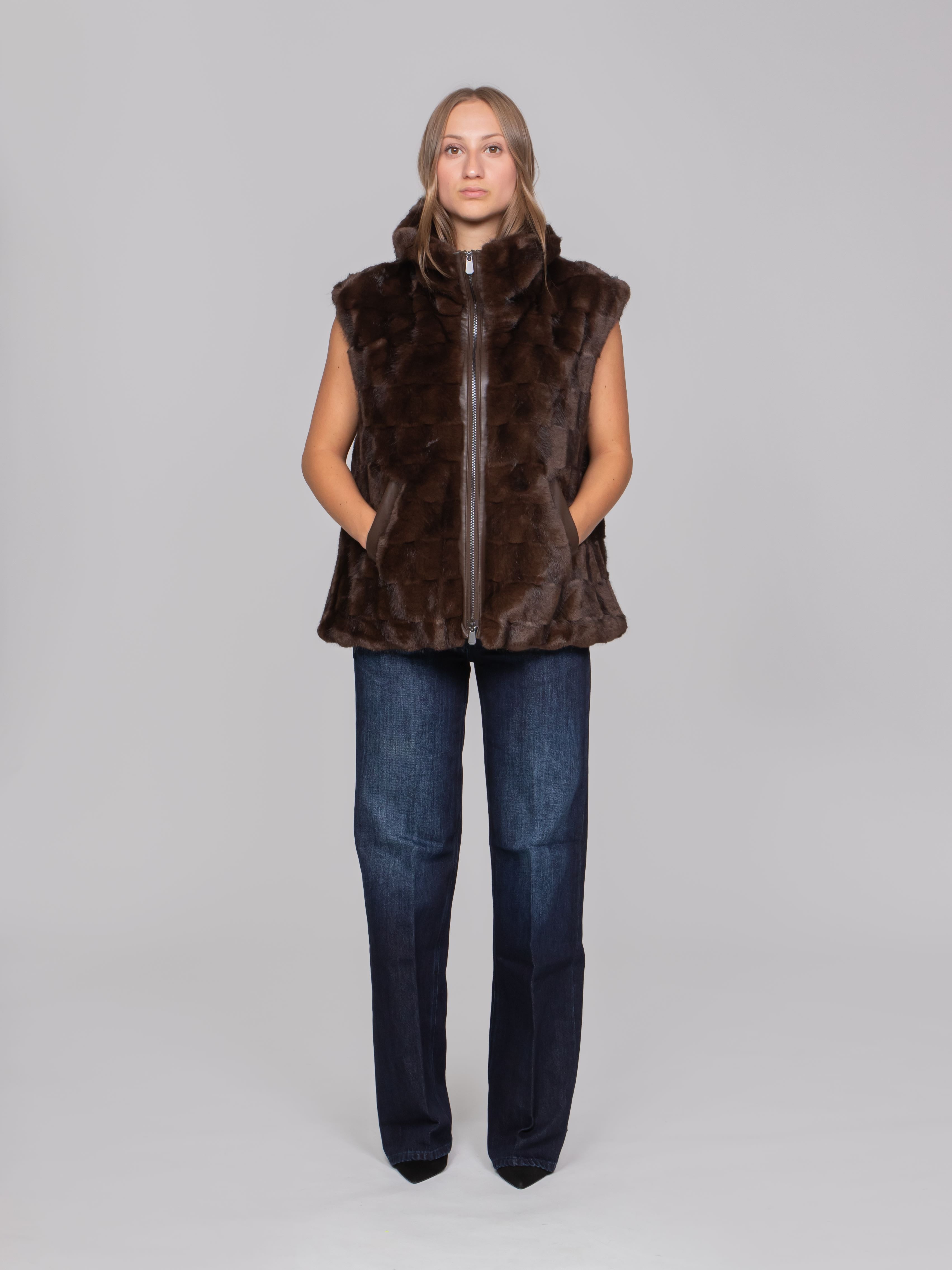 PINKO GILET M11 MARRONE CHICCO DI CAFFE'