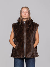 PINKO GILET M11 MARRONE CHICCO DI CAFFE'