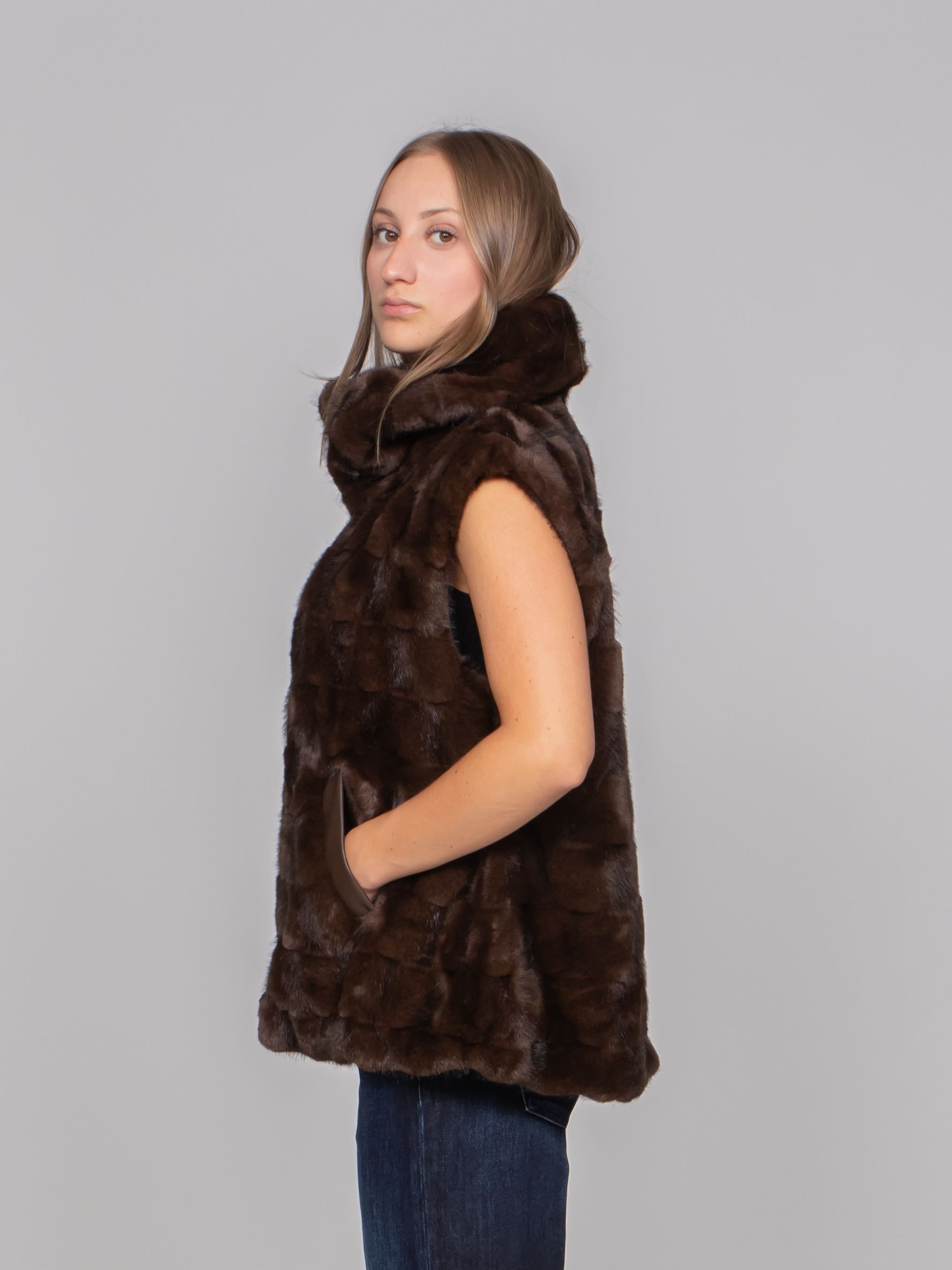 PINKO GILET M11 MARRONE CHICCO DI CAFFE'
