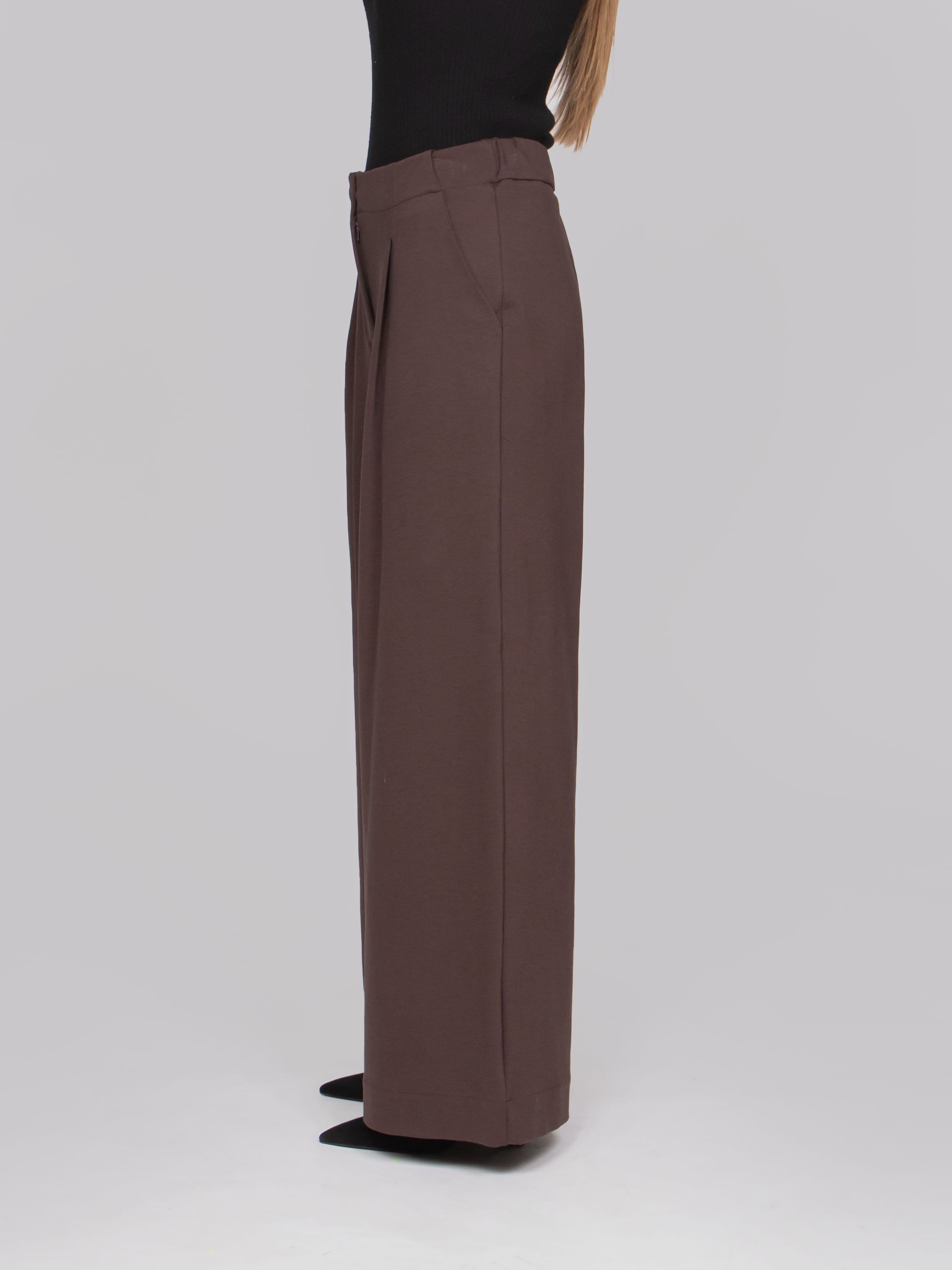 OBLO' PANTALONE CON ZIP 06 MARRONE