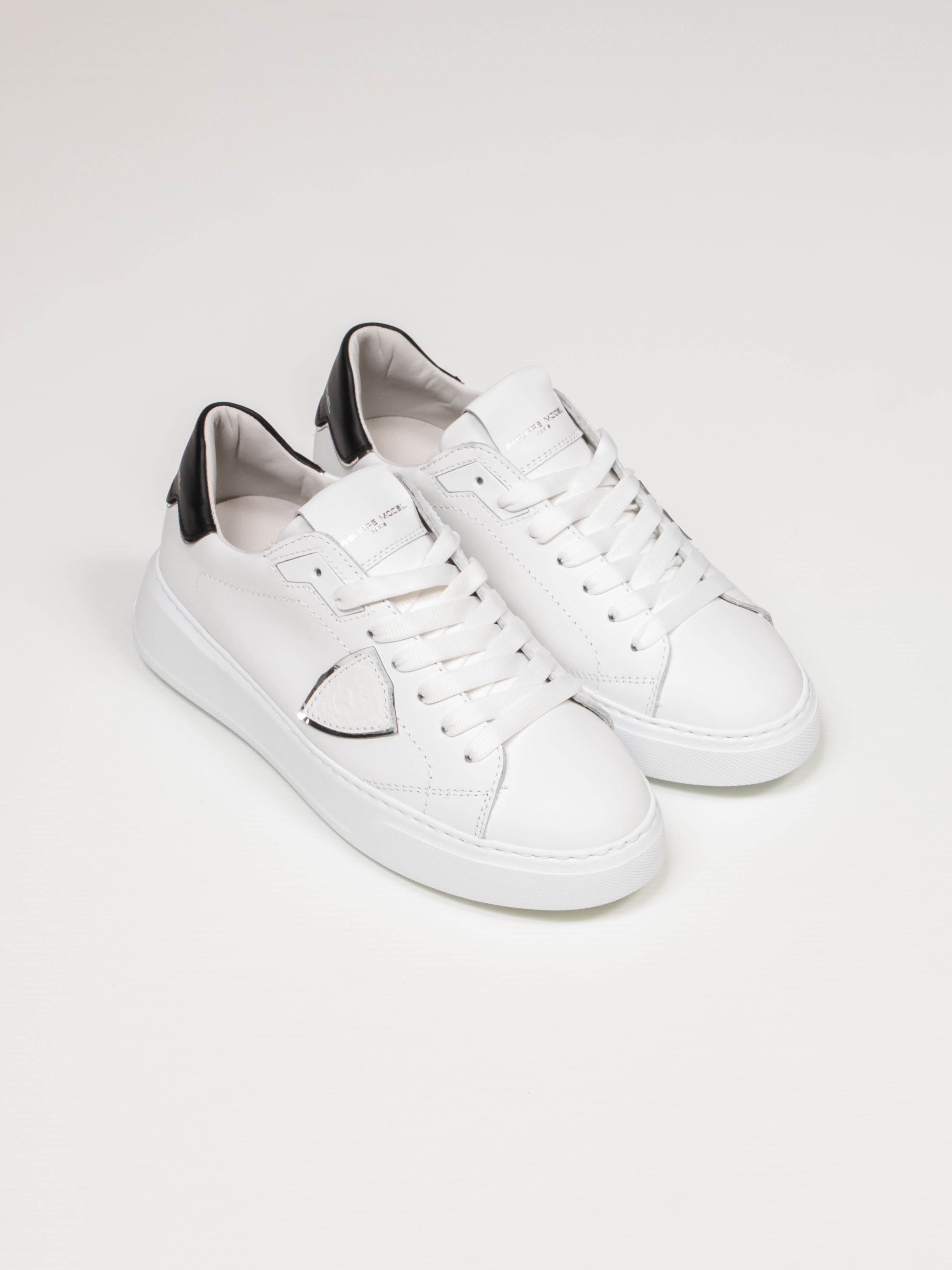 PHILIPPE MODEL SNEAKER TEMPLE LOW V010 VEAU BLANC NOIR