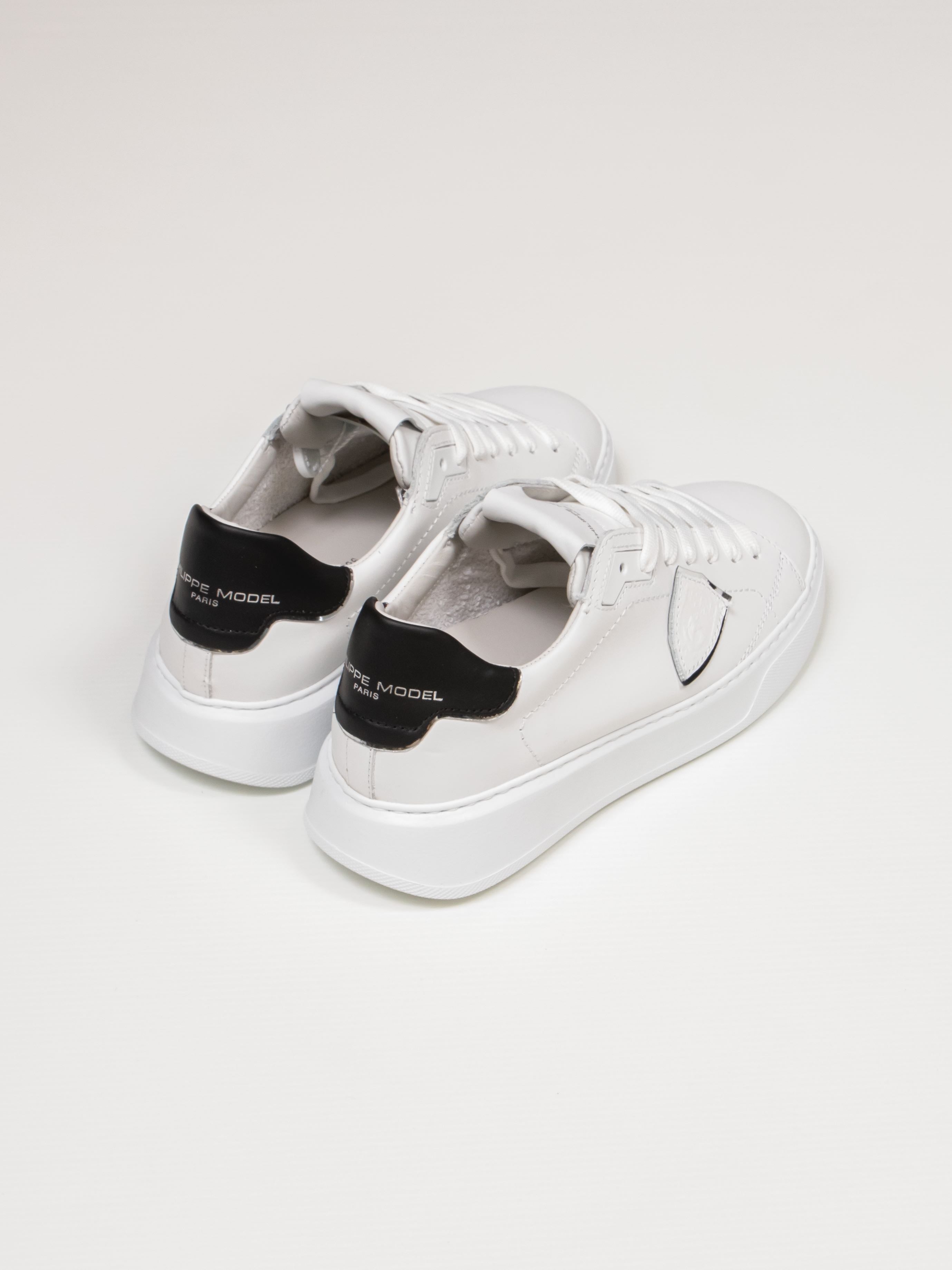 PHILIPPE MODEL SNEAKER TEMPLE LOW V010 VEAU BLANC NOIR