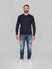 PAOLO PECORA MAGLIA GIROCOLLO 6462 BLU