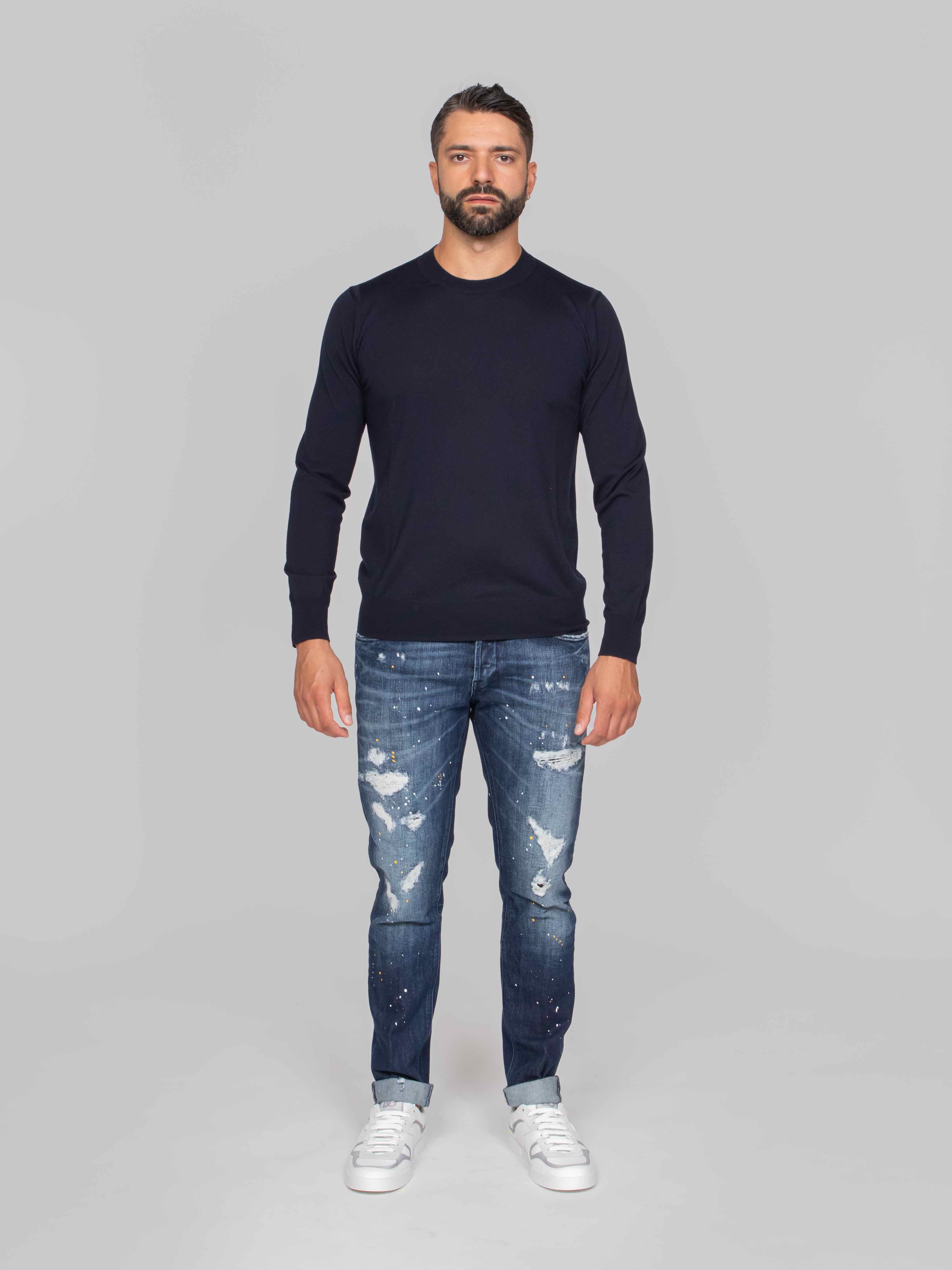 PAOLO PECORA MAGLIA GIROCOLLO 6462 BLU