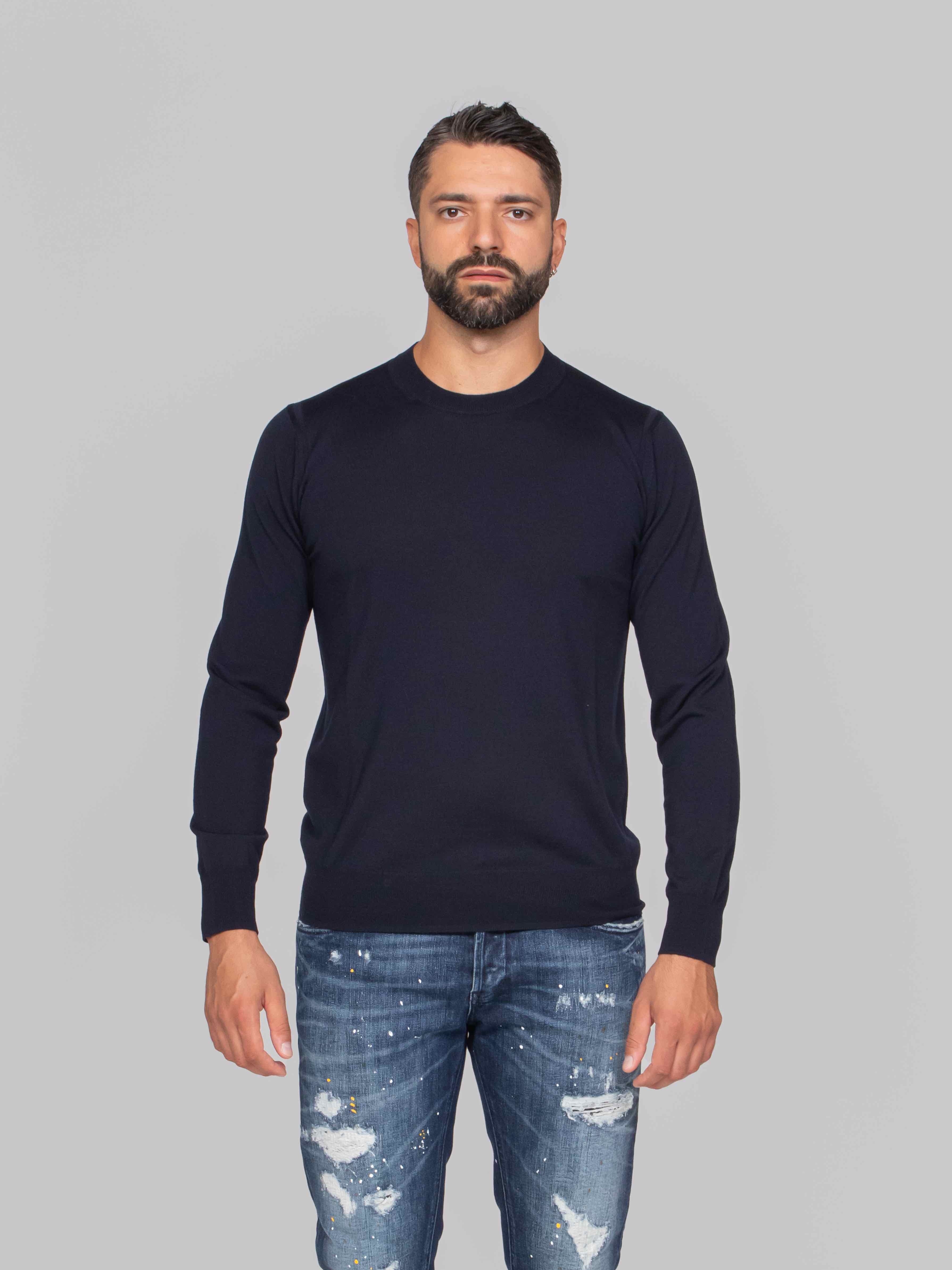PAOLO PECORA MAGLIA GIROCOLLO 6462 BLU