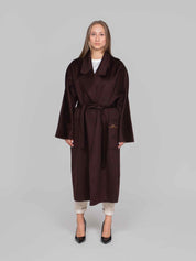 ELISABETTA FRANCHI CAPPOTTO CON CINTURA EV9 DARK CHOCOLATE