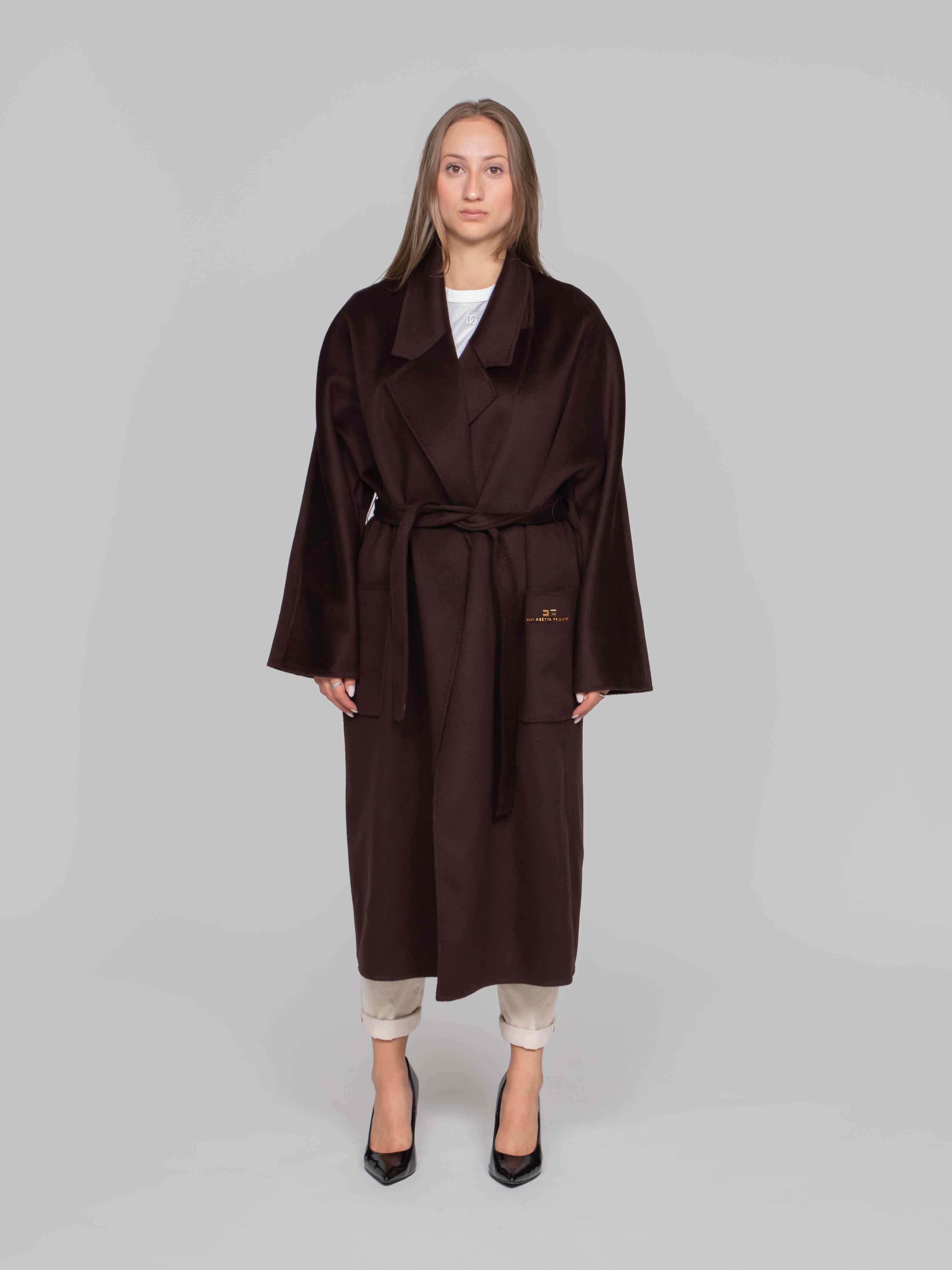 ELISABETTA FRANCHI CAPPOTTO CON CINTURA EV9 DARK CHOCOLATE