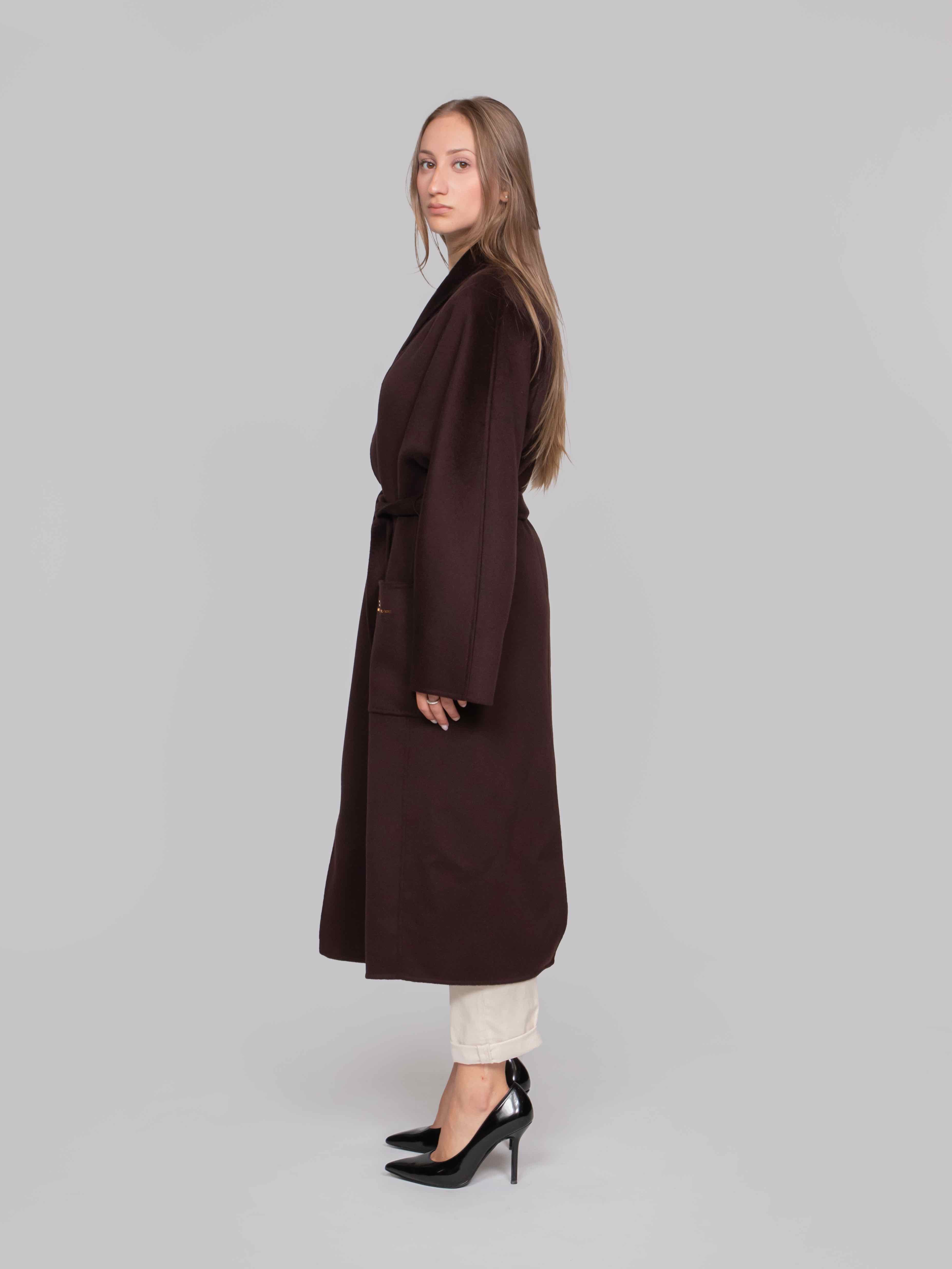 ELISABETTA FRANCHI CAPPOTTO CON CINTURA EV9 DARK CHOCOLATE