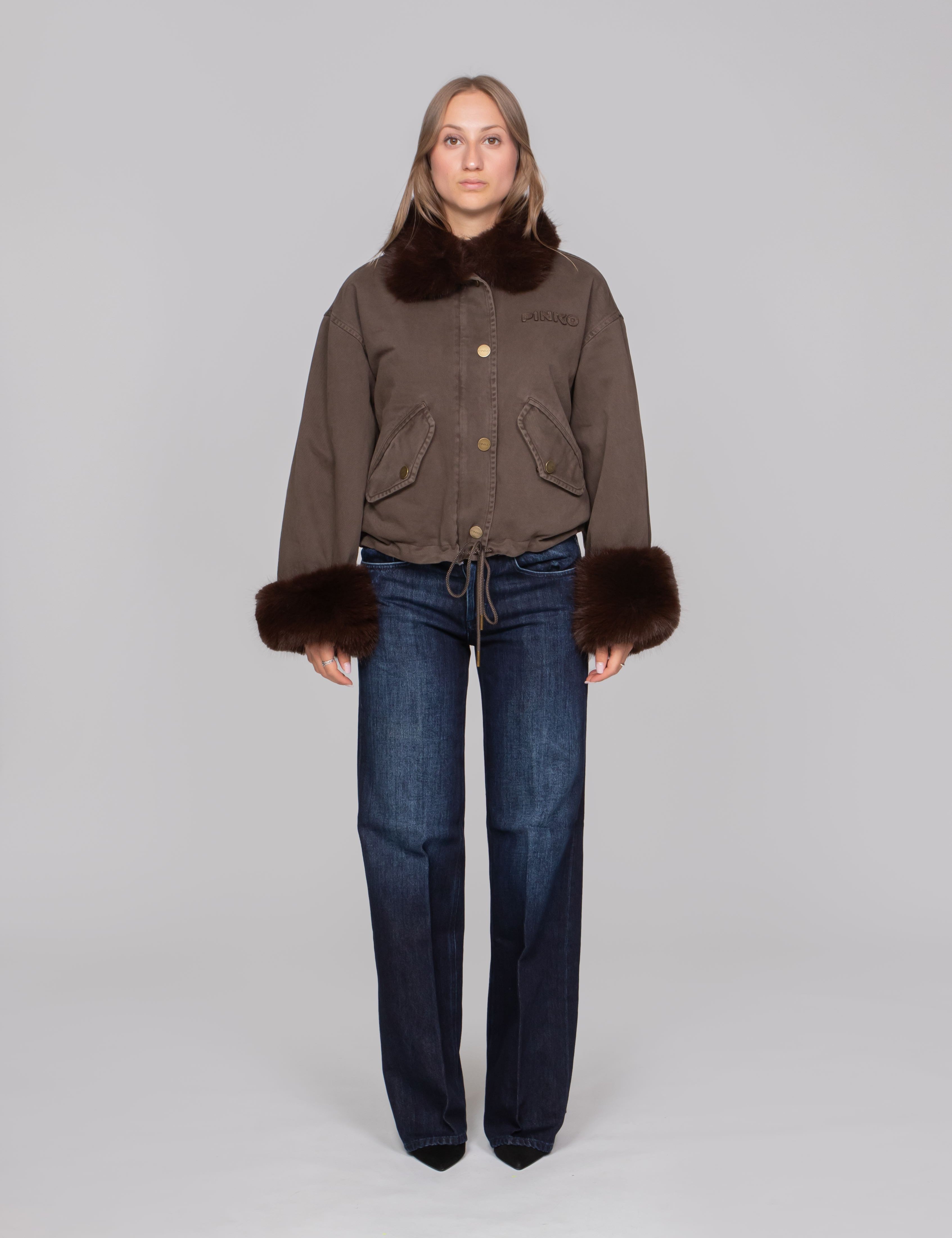 PINKO GIUBBINO L64 MARRONE - CAFFE