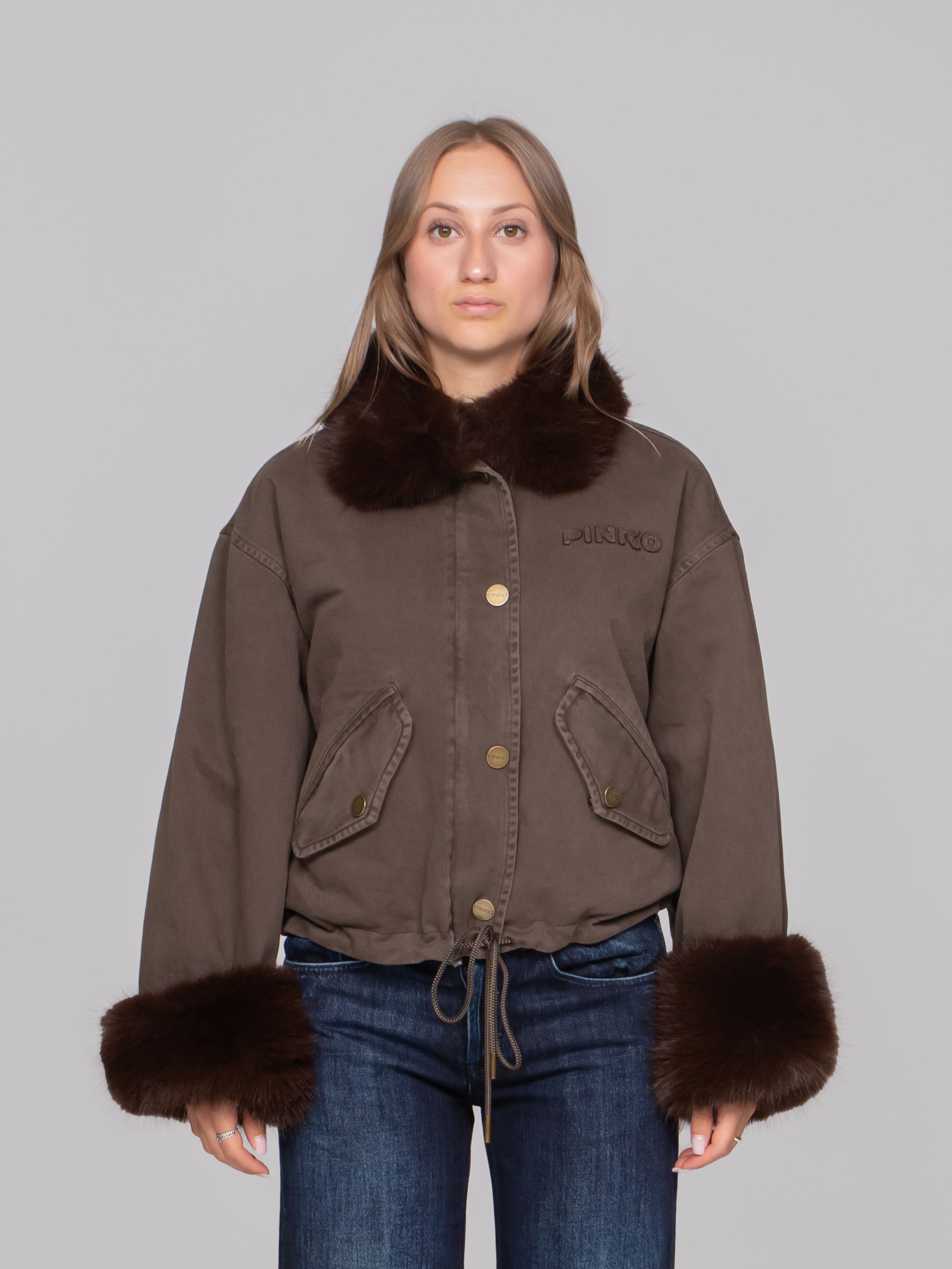 PINKO GIUBBINO L64 MARRONE - CAFFE